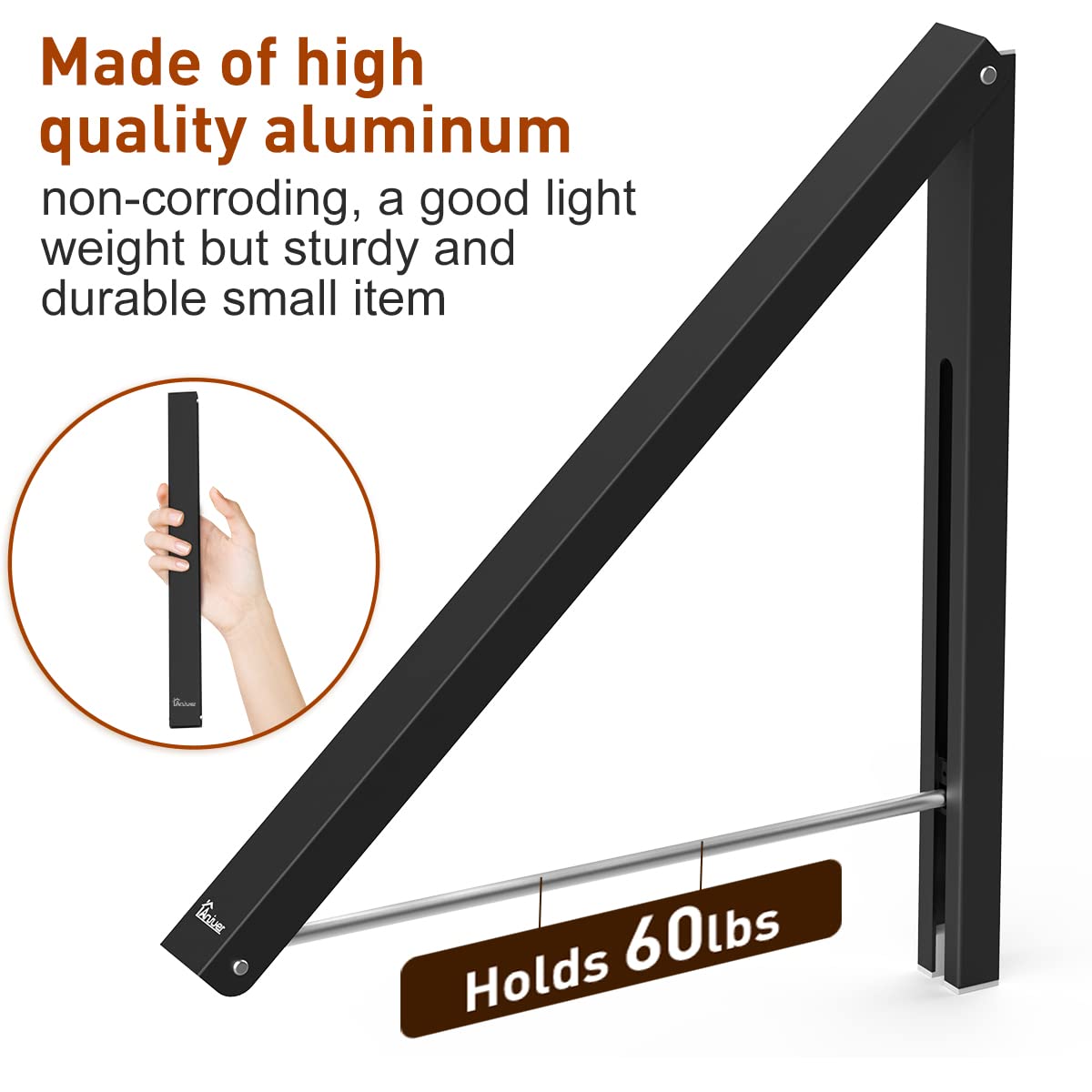 Anjuer Laundry Room Clothes Rack - Wall Mounted Retractable Folding Clothes Hanger Drying Rack For Laundry Room Closet Storage O