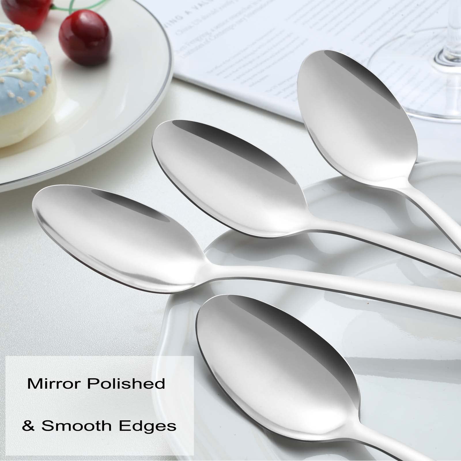 Pleafind 36-Pcs Dinner Spoons Set (7.4 Inch), Spoons Silverware, Stainless Steel Spoon, Silver Spoons, Mirror Polished Tablespoo