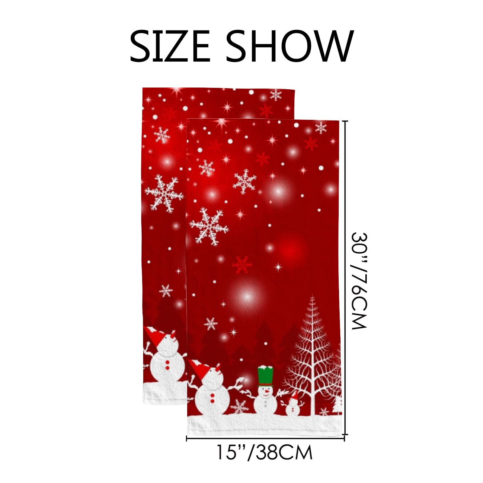 Vantaso Bath Hand Towels Set Of 2 Christmas Red Snowflake Snowman Soft And Absorbent Washcloths Kitchen Hand Towel For Bathroom