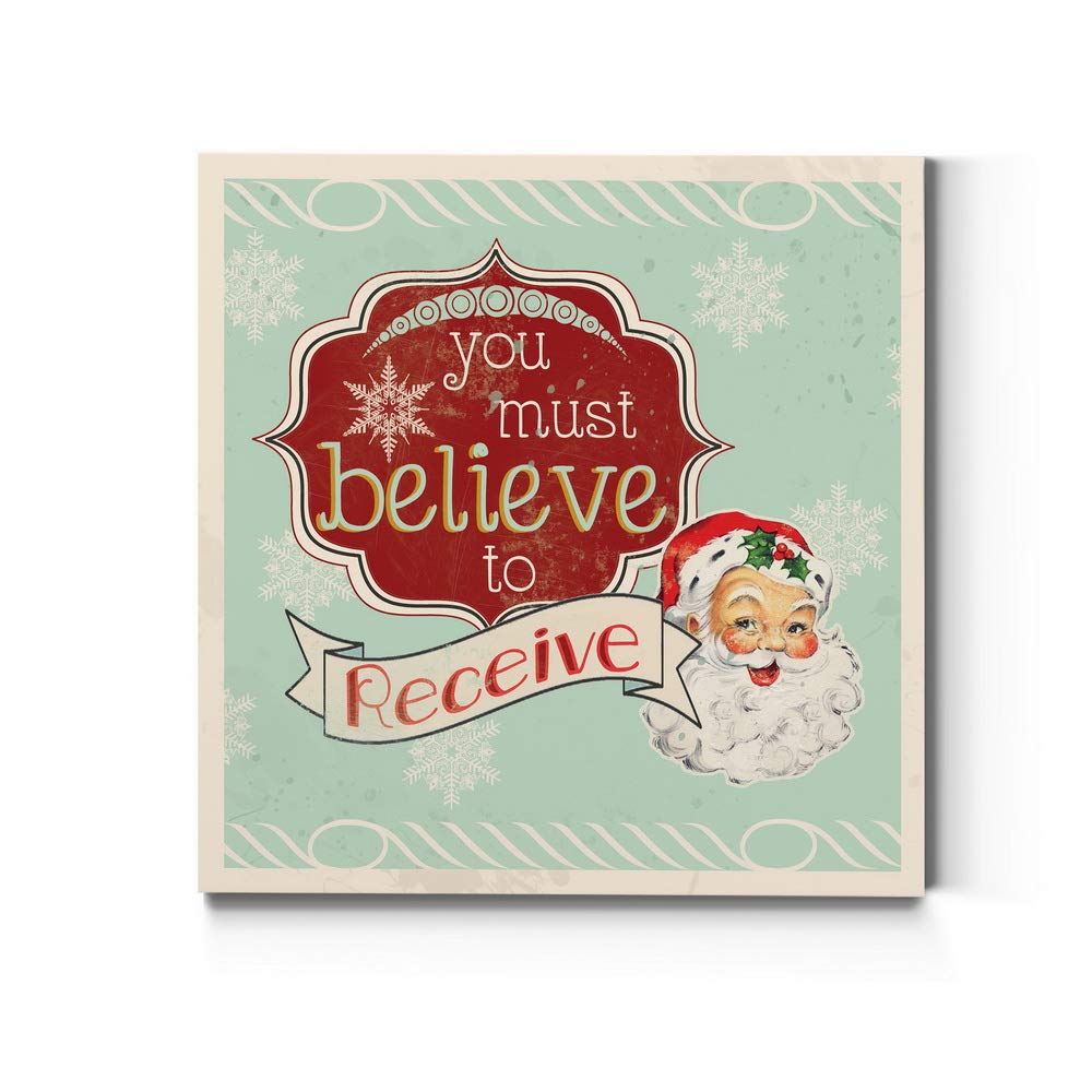Renditions Gallery You Must Believe To Receive Santa Wall Art, Christmas & Winter Artwork, Holiday Decor, Red & White, Premium G