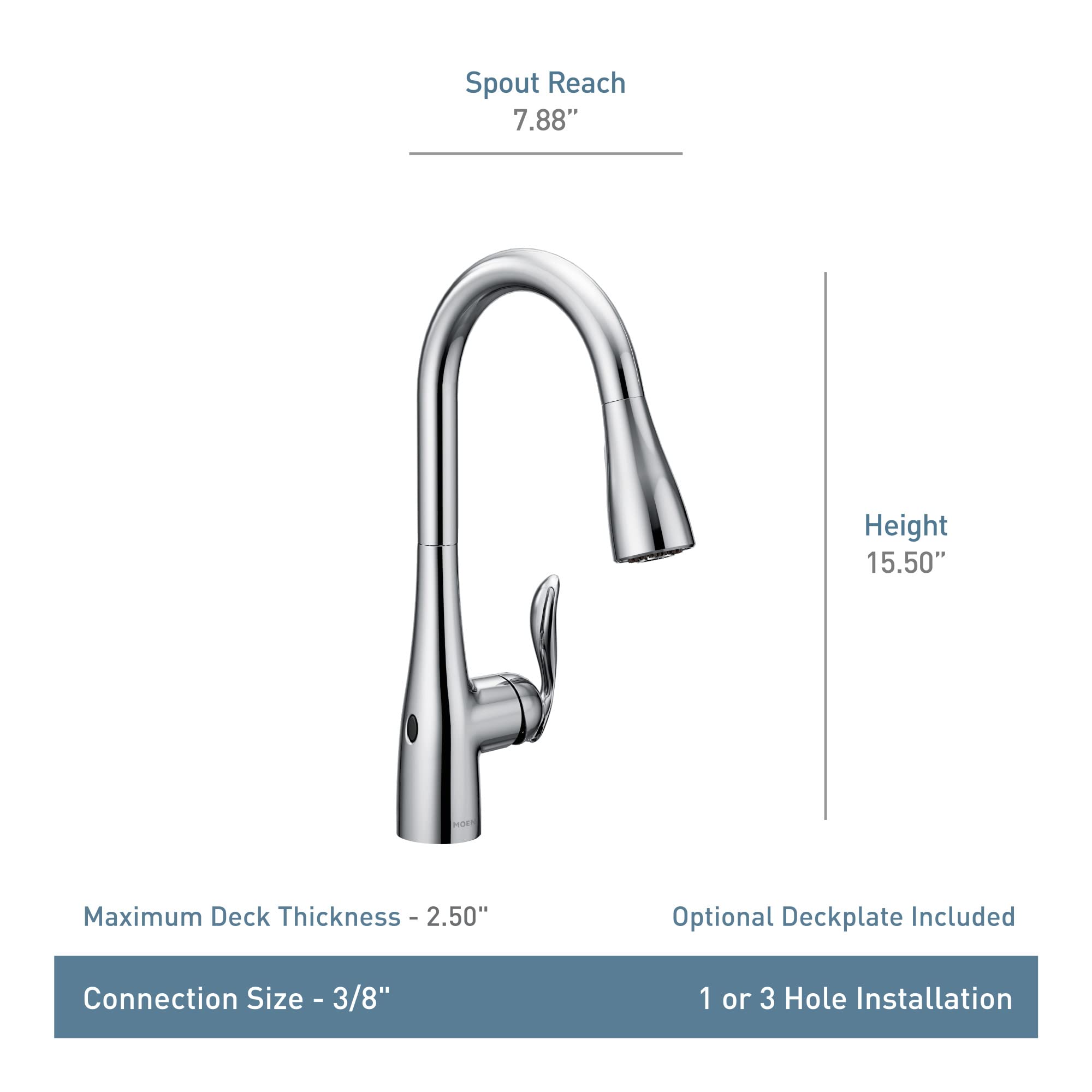 Moen Arbor Chrome Motionsense Wave Touchless One-Handle Pulldown Kitchen Faucet Featuring Power Clean, 7594Ewc