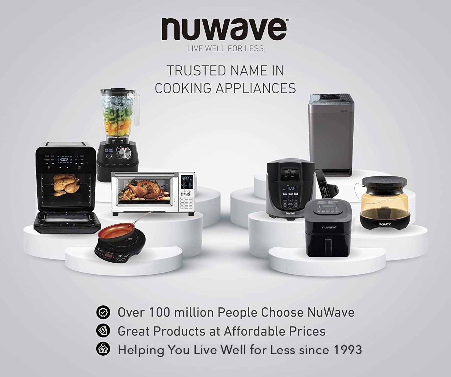 Nuwave Whole Body 3-Ply Stainless Steel Frying Pan Skillet 10'', Premium 18/10, Even-Heating Tech&Heavy-Duty Construction,