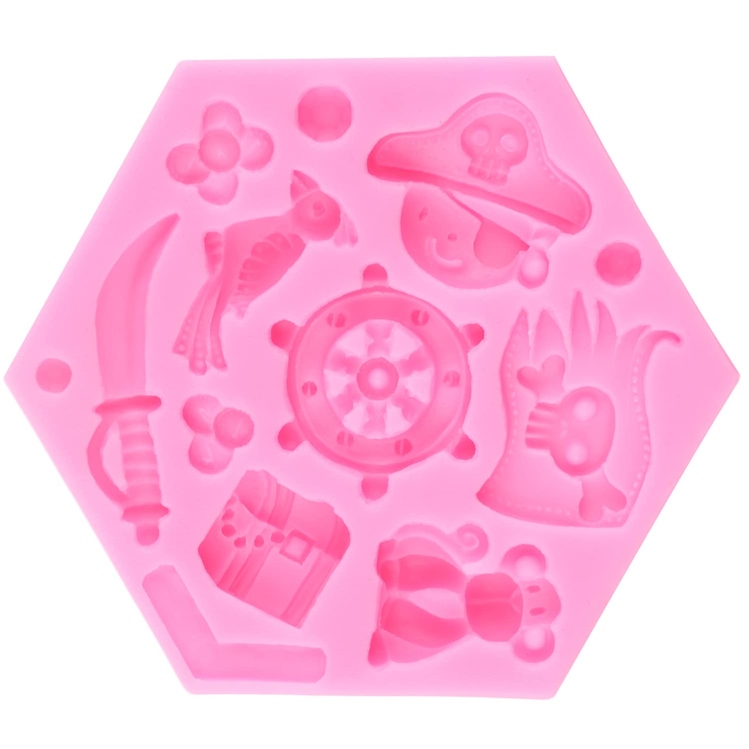 Miyahouse Pirate Theme Silicone Mold Sailing Boat Fondant Molds Compass Chocolate Mold Treasure Coins Candy Mold For Cupcake Cak