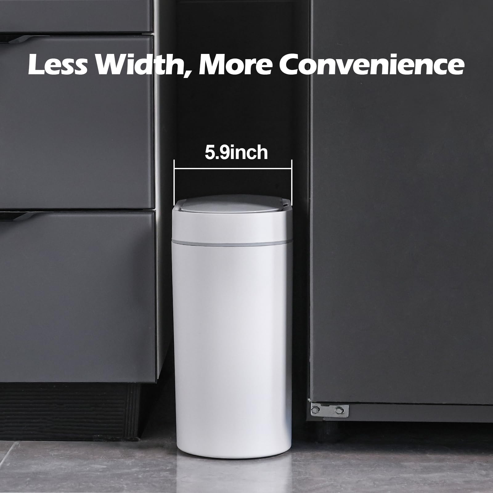 Elpheco Bathroom Motion Sensor Trash Can 2.5 Gallon Automatic Garbage Can, 9.5L Slim Plastic Smart Trash Bin With Lid, Touchless