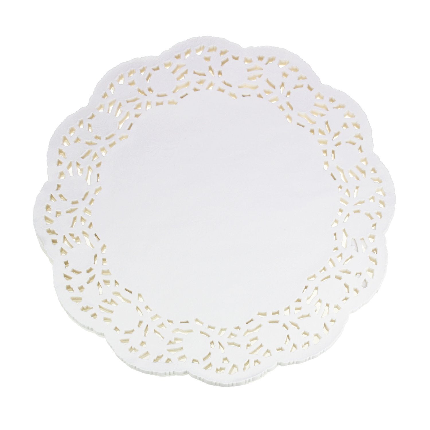 Ljy 100 Pieces White Lace Round Paper Doilies Cake Packaging Pads Wedding Tableware Decoration (13.5 Inch)