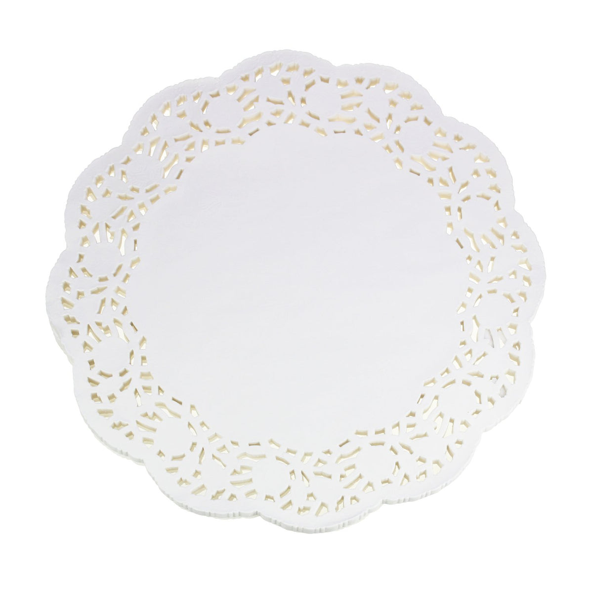 Ljy 100 Pieces White Lace Round Paper Doilies Cake Packaging Pads Wedding Tableware Decoration (13.5 Inch)