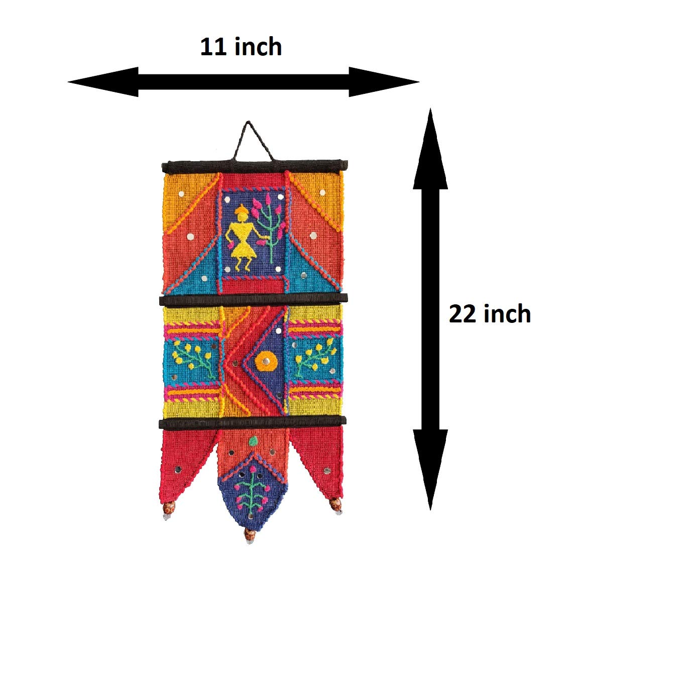 VARUNAVI Handloom Cotton Warli wall Hanging Home Decor Tapestry 22 X 11(Multi Colour)