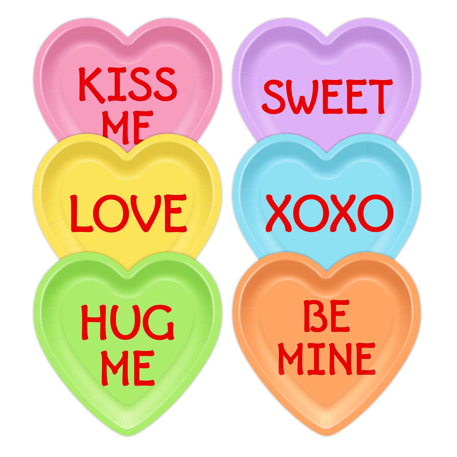 Aysimple 60 Pcs Valentine'S Day Paper Plates 9 Inch Conversation Hearts Disposable Plates Sweetheart Shaped Valentine'S Dinnerwa