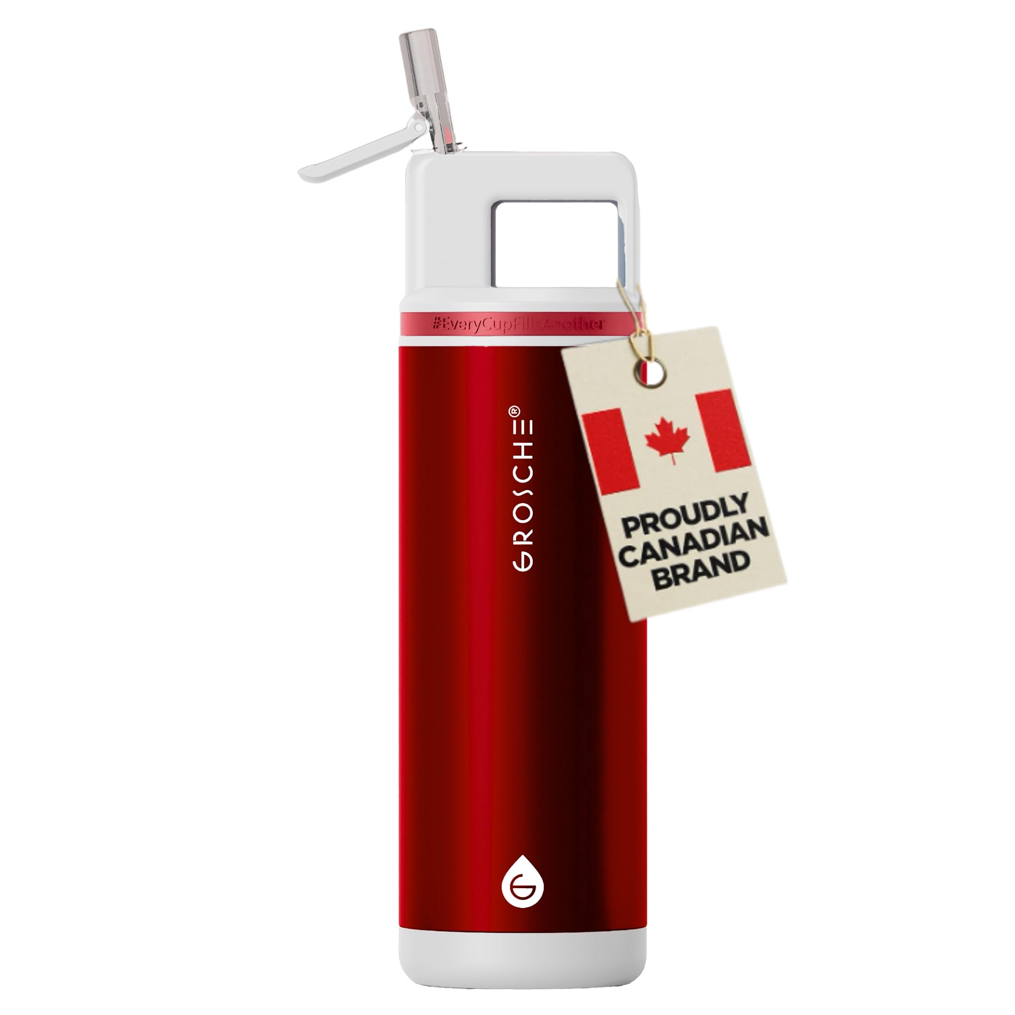 GROSCHE Alpine Shimmer Flip N Sip 20oz Insulated Water Bottle - Stainless Steel, Leakproof Flask with Straw, Perfect for Gym, T