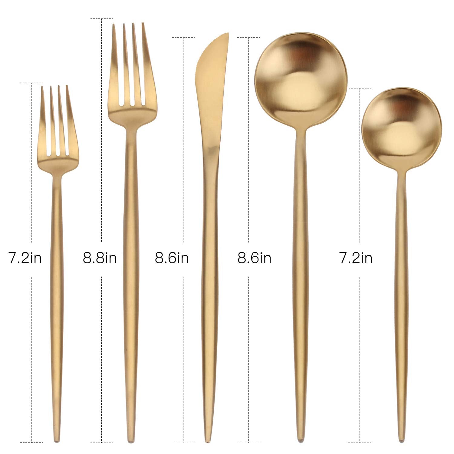 Matte Gold Silverware Set, Bysta 20-Piece Stainless Steel Flatware Set Cutlery Set Service For 4, Satin Finish, Dishwasher Safe,