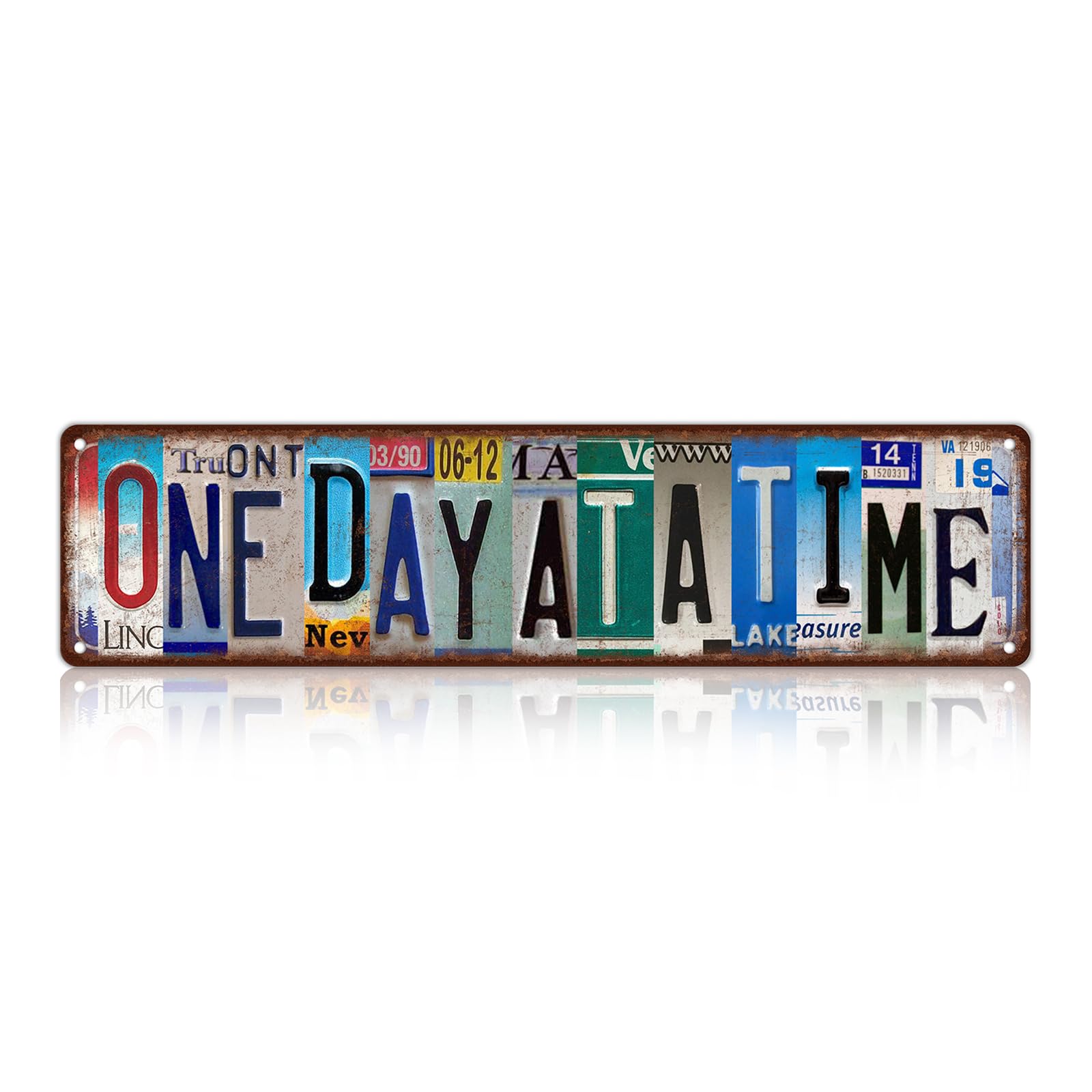Vintage One Day At A Time Wall Decor Street Signs Home Bar Coffee Metal Tin Signs 16 x 4 Inches
