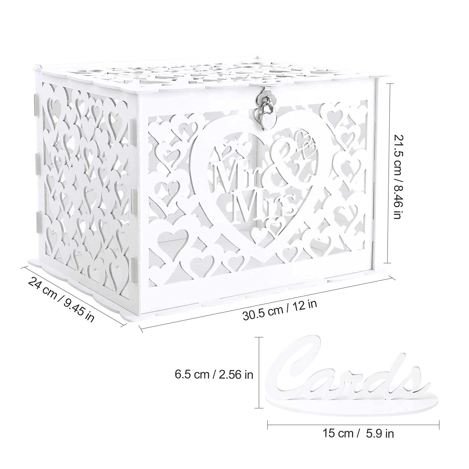 Ywlake Wedding Money Box Holder With Sign, Large Rustic Wood Wooden Diy Envelope Gift Post Card Boxes With Lock Slot For Recepti