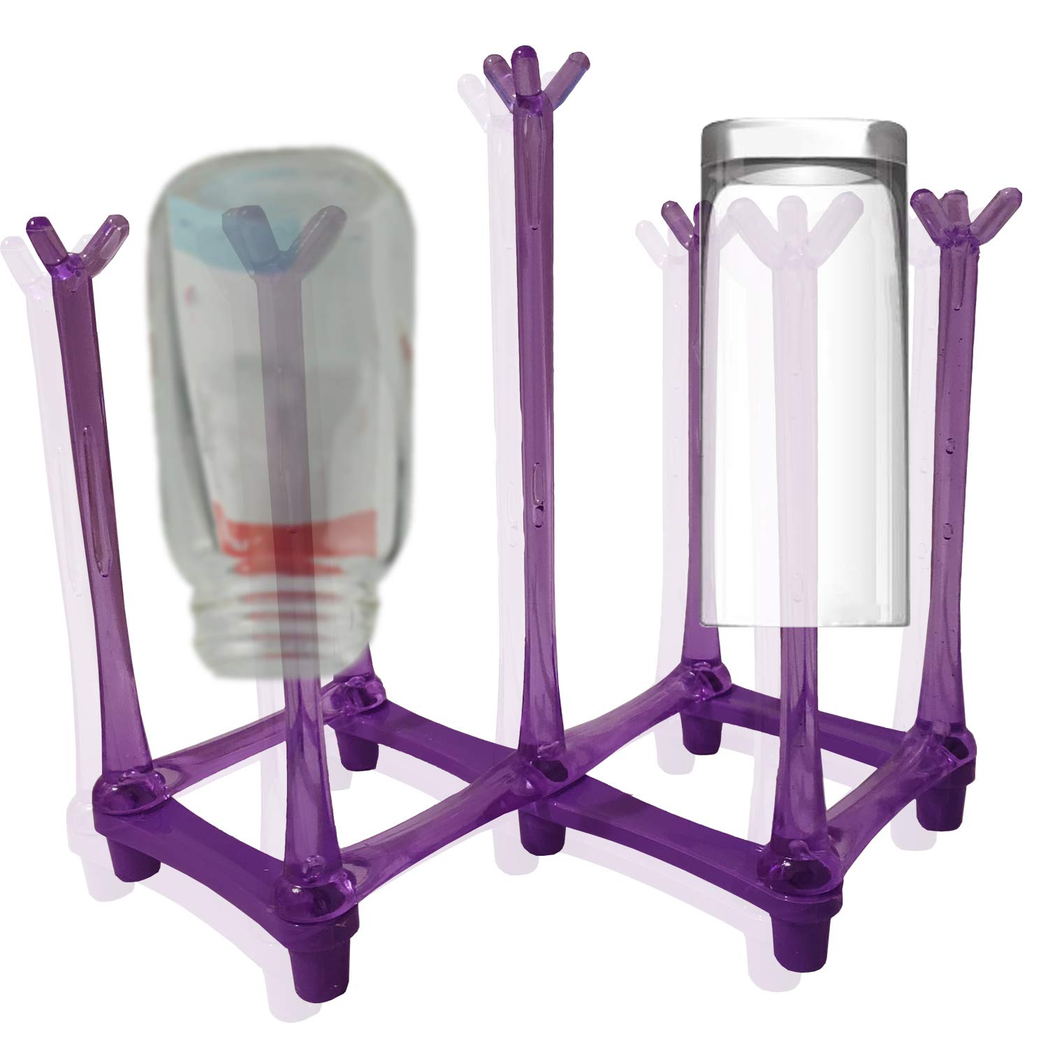 Pruple Retractable Cup Drying Rack Drinking Glass And Sports Bottle Drainer Stand Plastic Bag Dryer For Kitchen Dish Drainer Wit