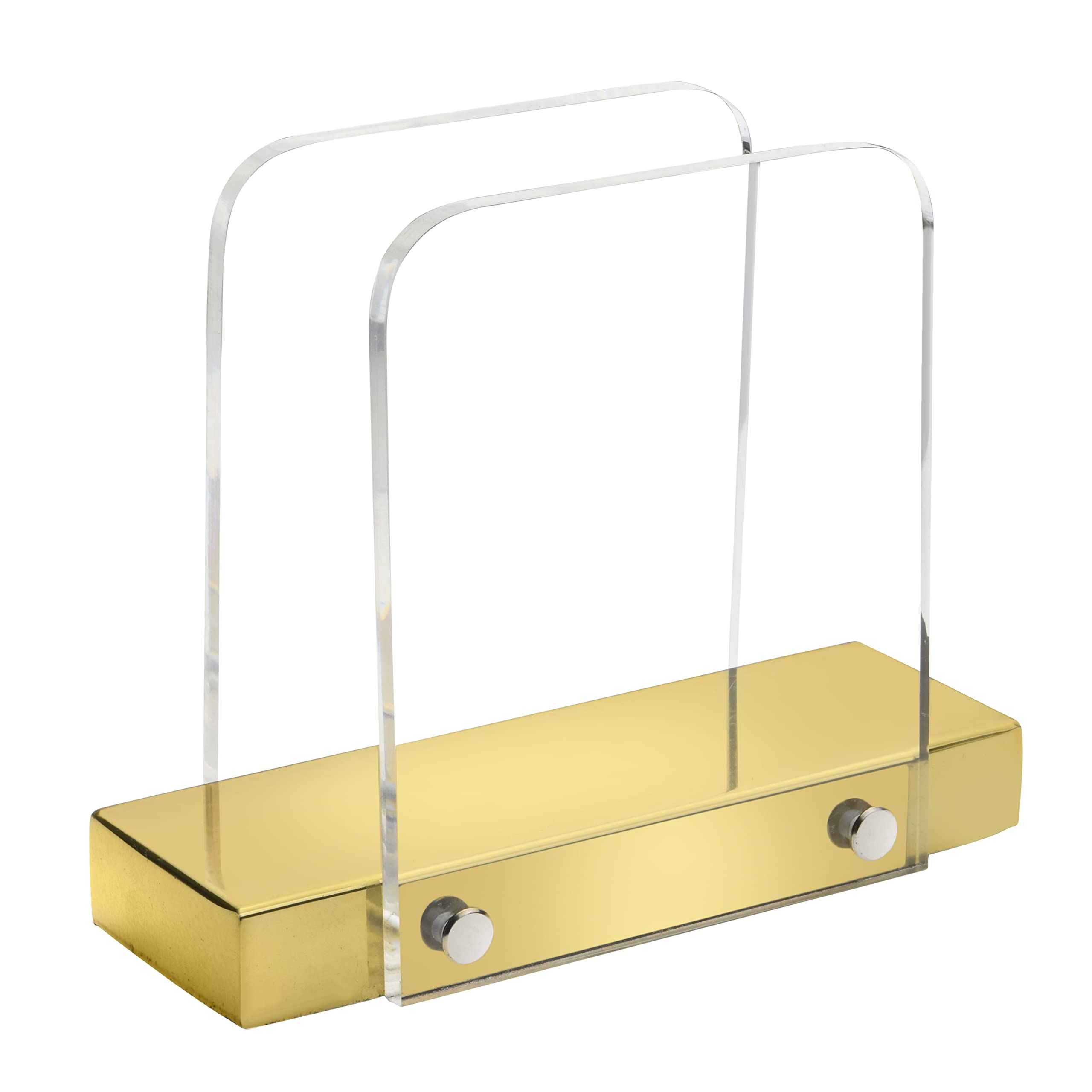 Modern Napkin Holder For Kitchen, Standing Napkin Holder For Tables, Clear Acrylic And Gold Steel Base Kitchen & Dining Room Dec