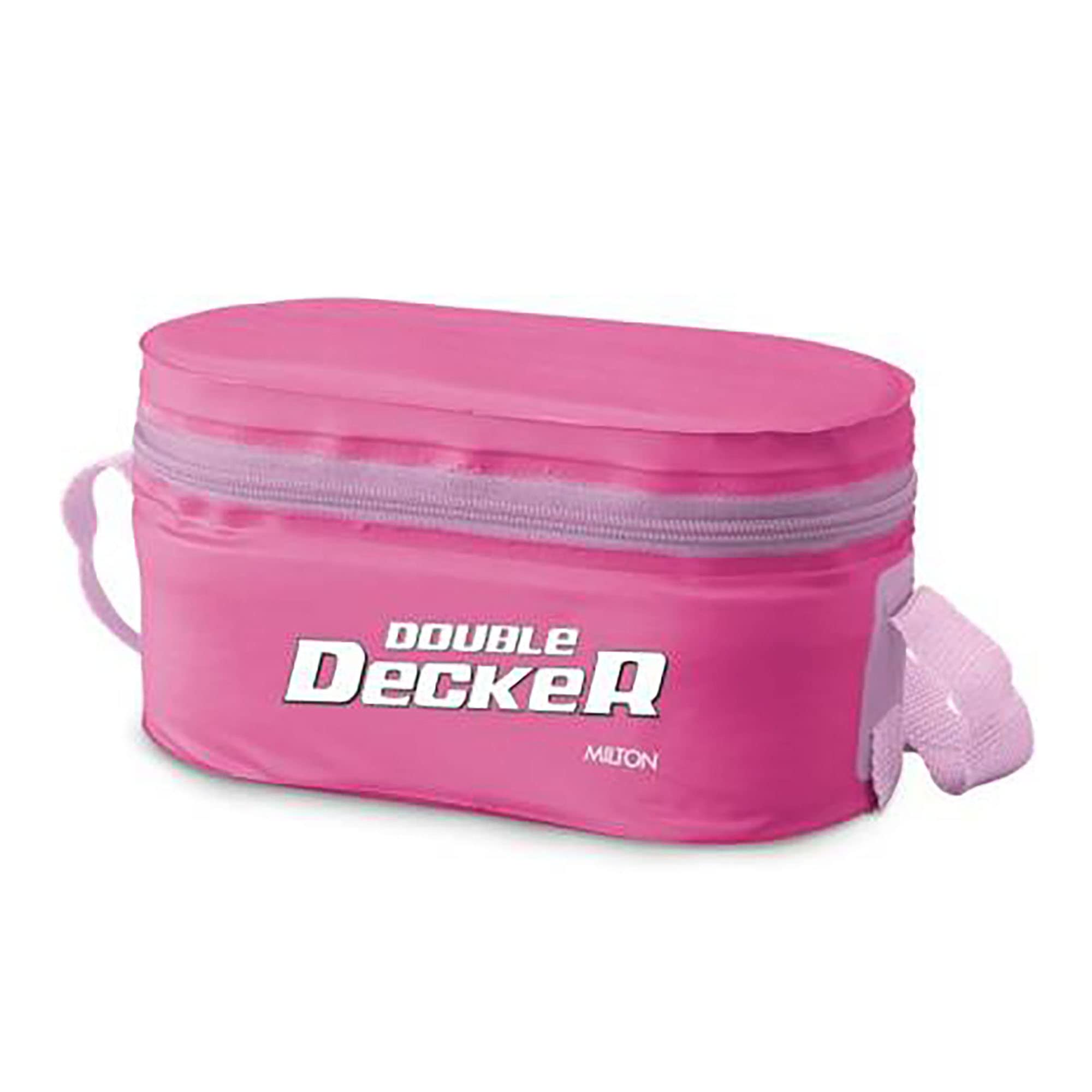 Milton Softline Double Decker Lunch Box, Set Of 3, (450 Ml, 280 Ml, 280 Ml), Pink | Leak Proof | Microwave Safe | Odour Proof | 