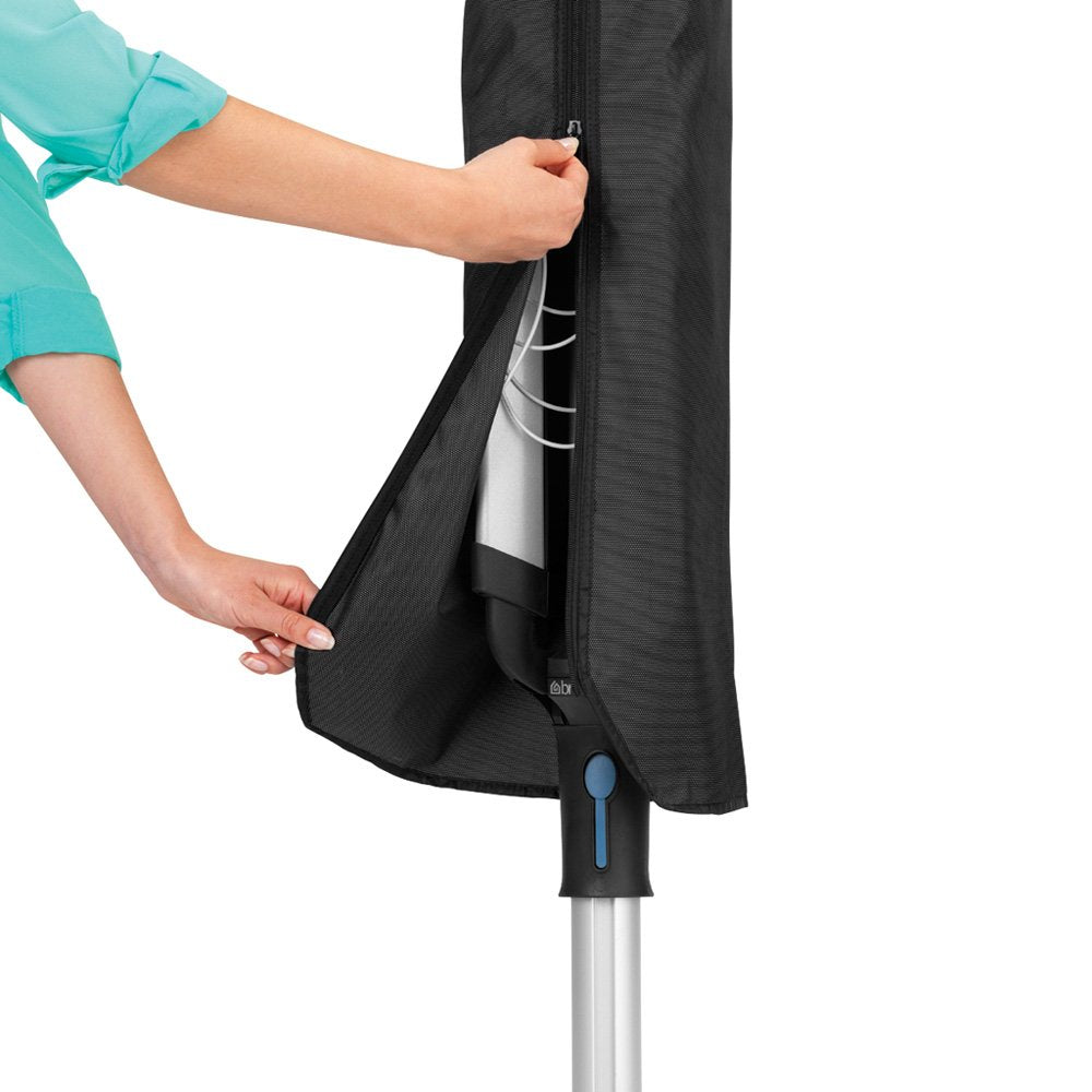 Brabantia Lift-O-Matic Advance Outdoor 4 Arm clothesline (164 ftA 197) Height Adjustable  Folding clothes Drying Rack + ground Spike  cover + Bag of clothespins (gray)