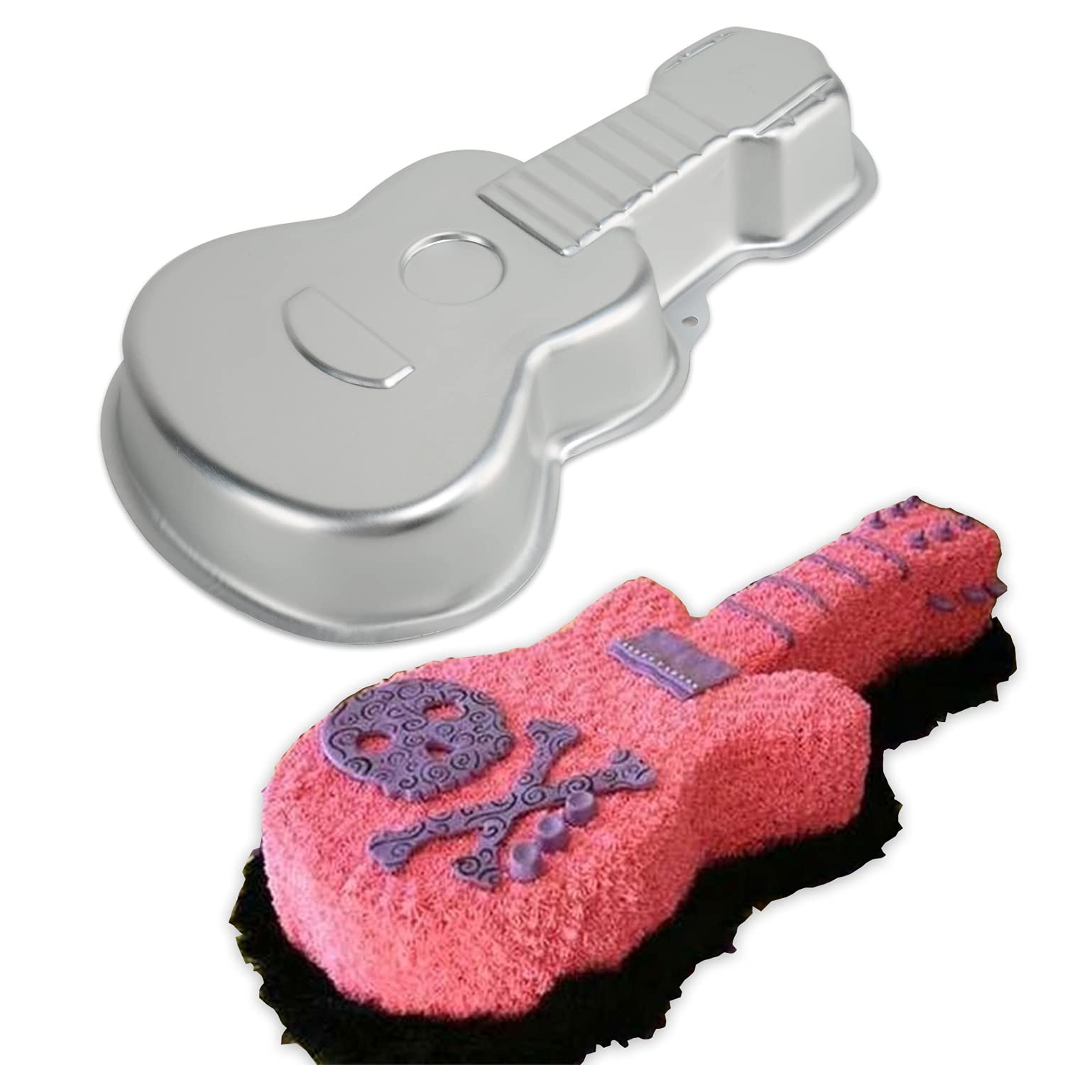 Sadyfon Guitar Shaped Cake Pan 3D Aluminum Nonstick Cake Decorating Mould Birthday Wedding Anniversary Party Cake Baking Pans Ti