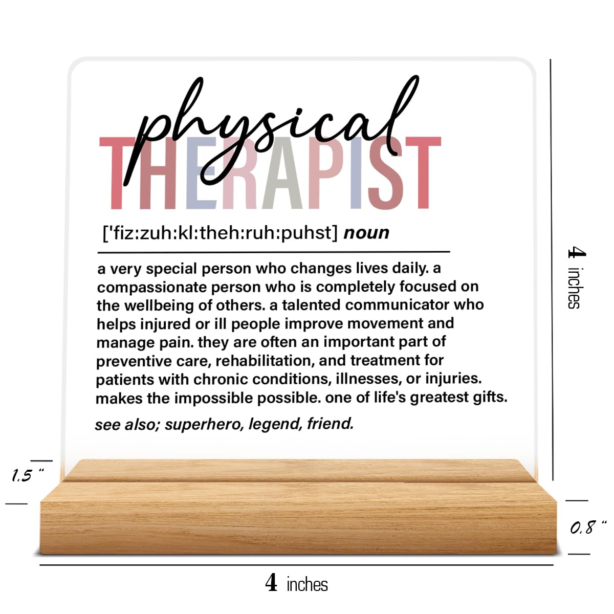 Physical Therapist Gifts for Men Women, Thank You Appreciate Gifts, Retirement Gift, Physical Therapist Definition Acrylic Desk