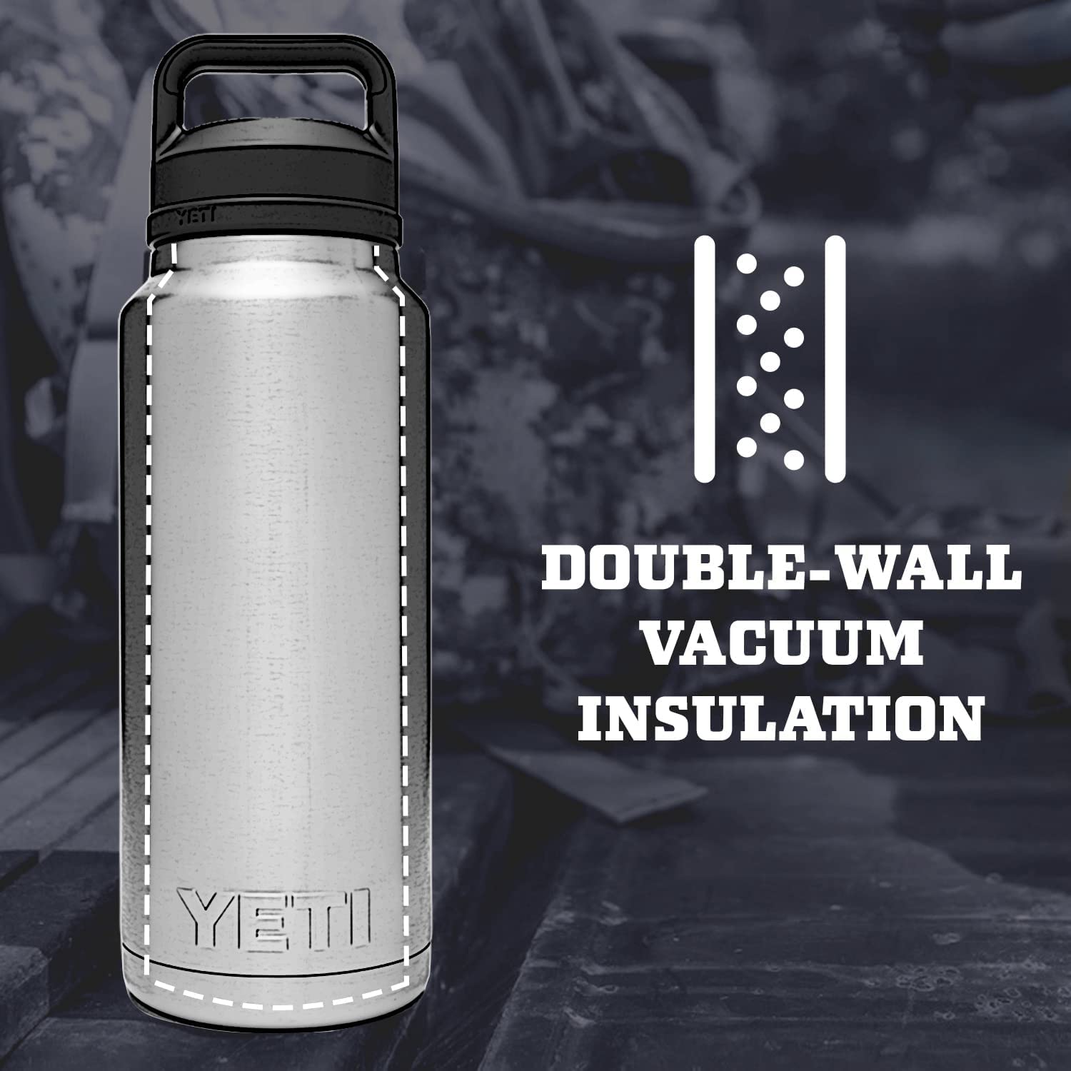 Yeti Rambler 46 Oz Bottle Retired Color, Vacuum Insulated, Stainless Steel With Chug Cap, Sharptail Taupe