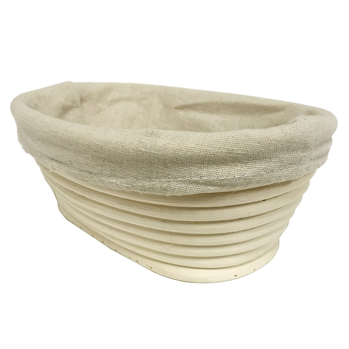 Eoocvt 8.2 Inch Oval Long Banneton Brotform Bread Dough Proofing Rising Rattan Handmade Basket With Linen Liner Cloth - 21 X 14