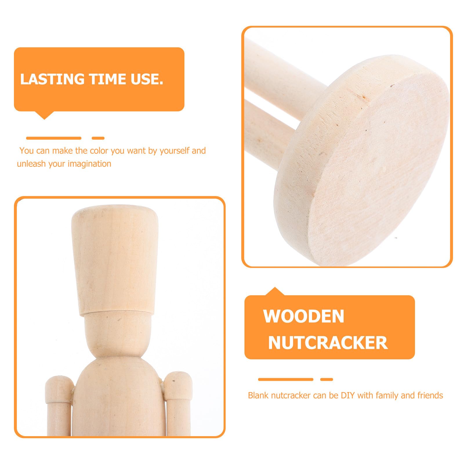 INOOMP Christmas Unfinished Nutcracker Figures Blank DIY Wooden Nutcracker Unpainted Walnut Soldier Ornament for Home Decor Kids