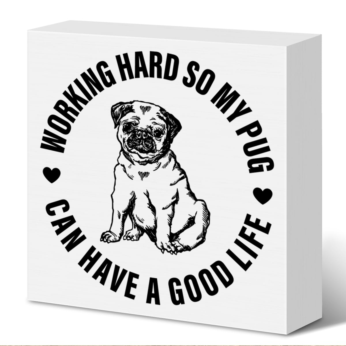 Pug Lover Decor Sign, Pug Lover Decoration for Home Pug Room Bedroom Living Room Table, Pug Sign Desk Decor, Pug Gifts for Women
