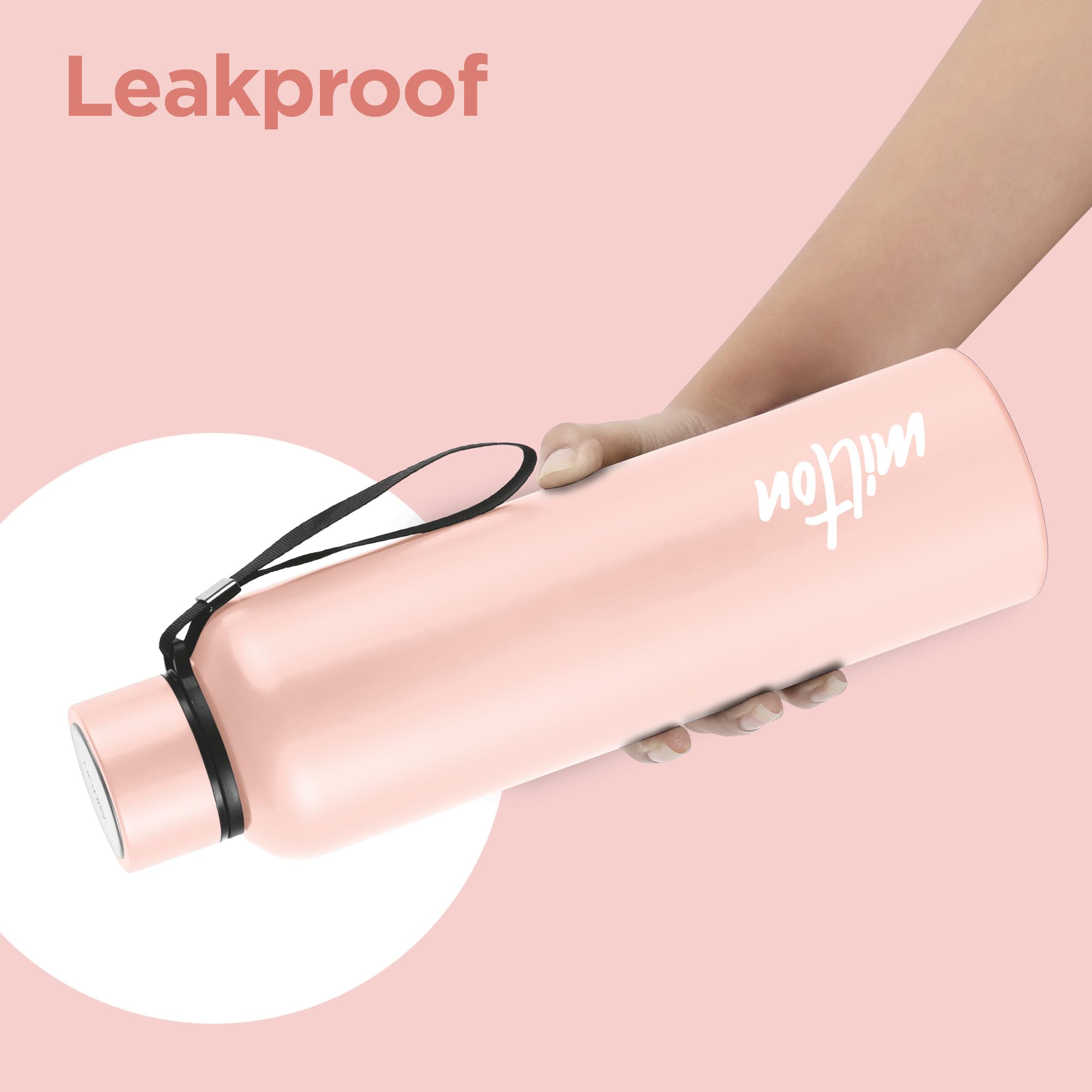 Milton Aura 1000 Thermosteel Bottle, 1.05 litre, Beige | 24 Hours Hot and Cold | Easy to Carry | Rust & Leak Proof | Tea | Coffe