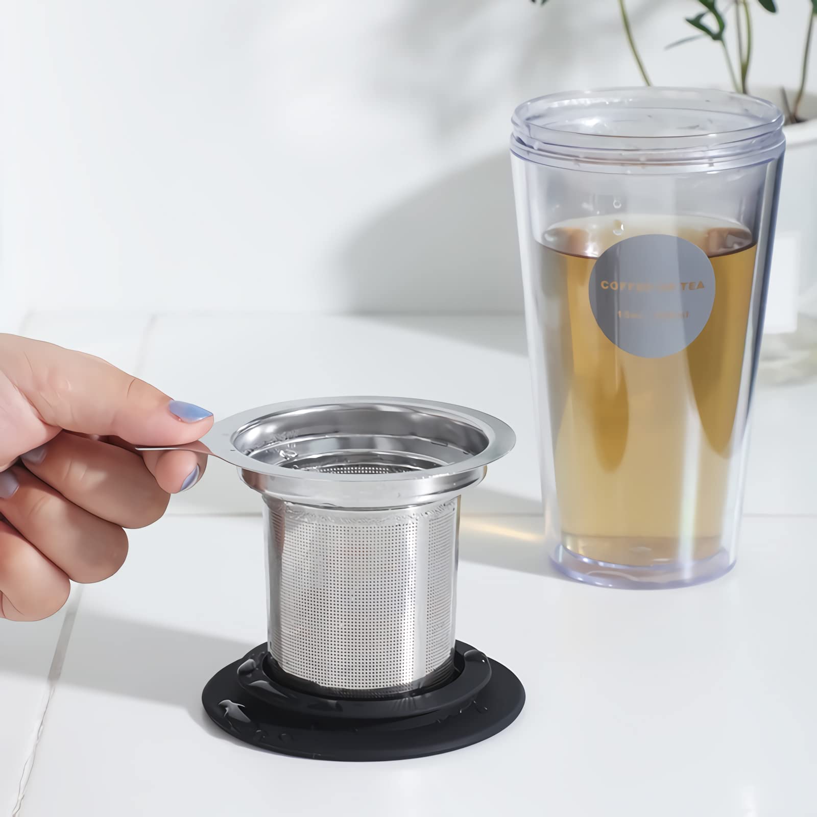 BLIGKO Tea Infuser - Extra Fine Mesh Strainer, Large 304 Stainless Steel, Silicone Lid for Loose Tea, Teapot, Mug, Cup