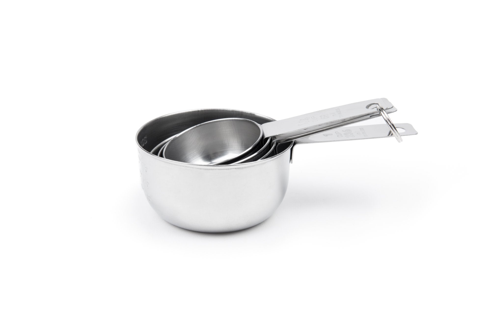 Fox Run Brands Stainless Steel Measuring Spoons, 4 Piece Cup Set, Silver