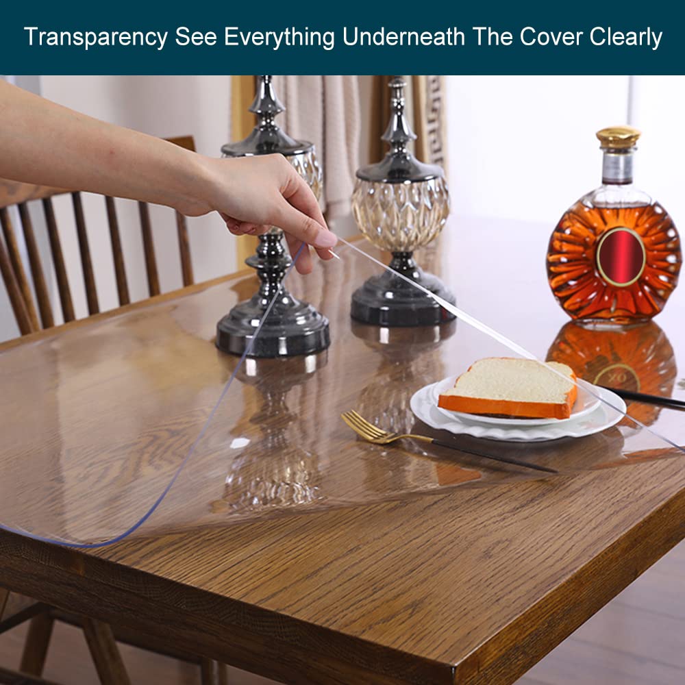 15Mm Thick Clear Table Protector Plastic Pvc Tablecloth Cover Large Glass Table Liner Heat Resistant Anti Scratch Vinyl Table To