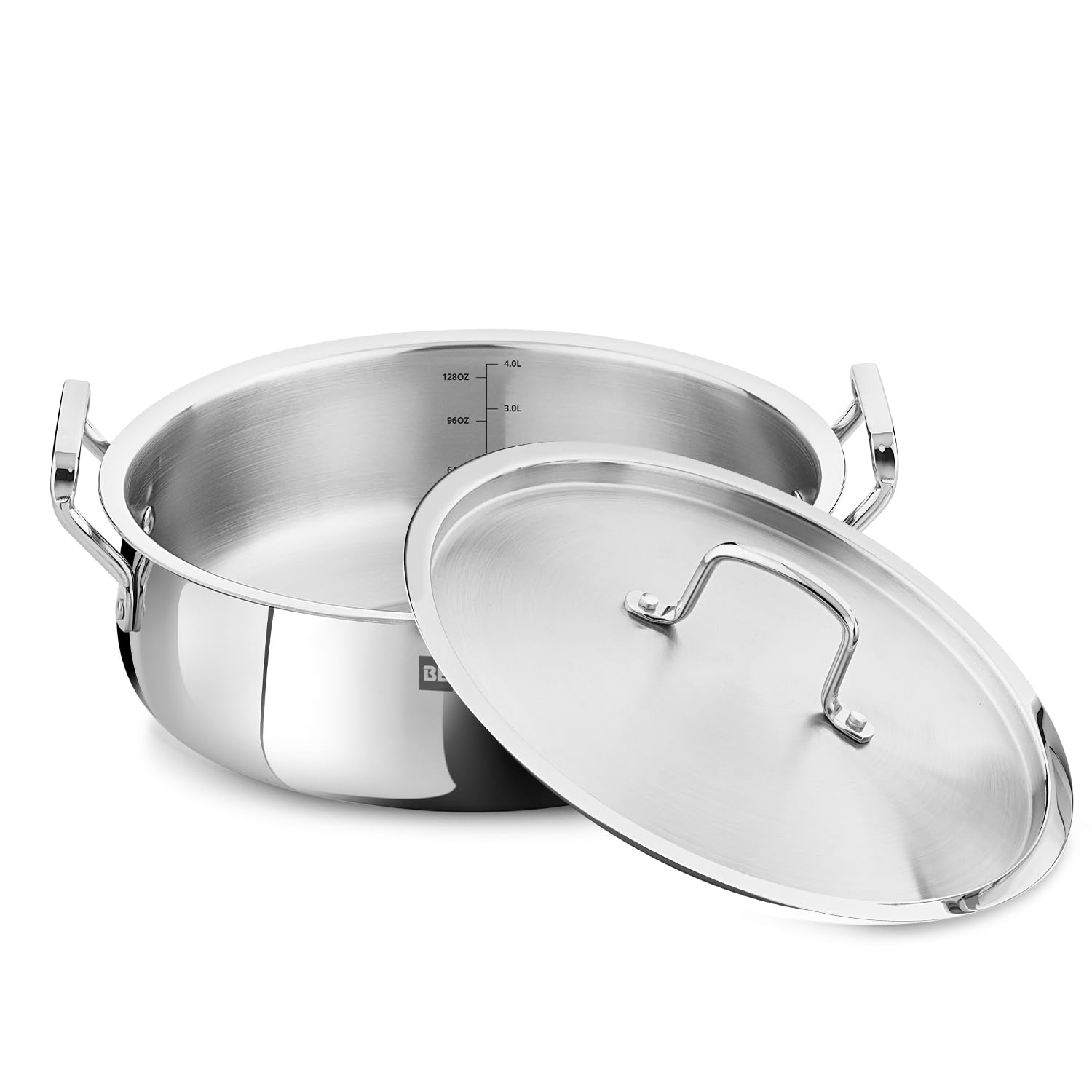 Bergner Be Essentials Triply Stainless Steel 24Cm Biryani Handi With Lid, 4.4 L Biryani Pot, Patila Handi, Even Heat Distributio