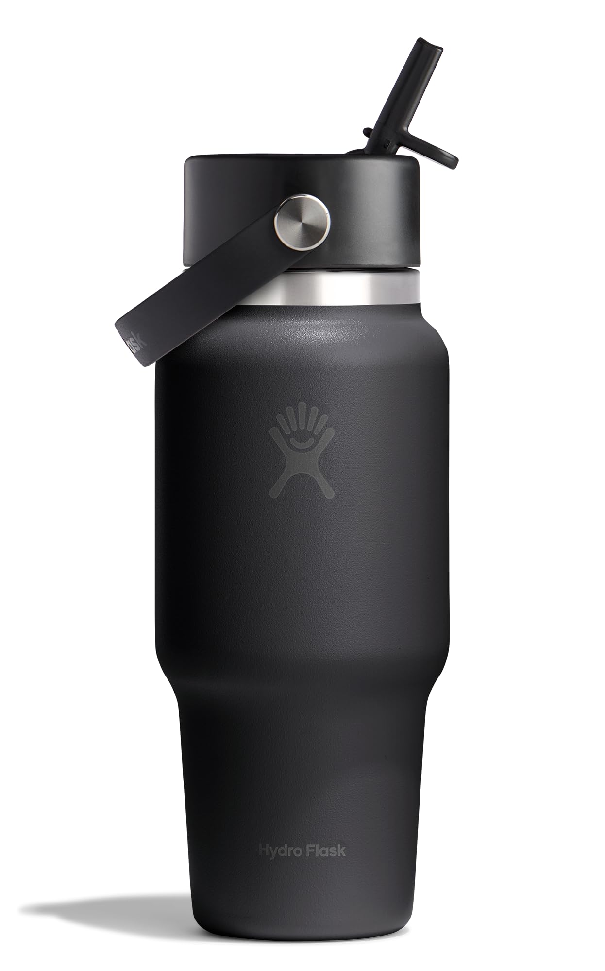 Hydro Flask Travel Water Bottle - Insulated Stainless Steel - Wide Straw Lid, Non Spill, Leakproof in 24 Oz Tonal Black