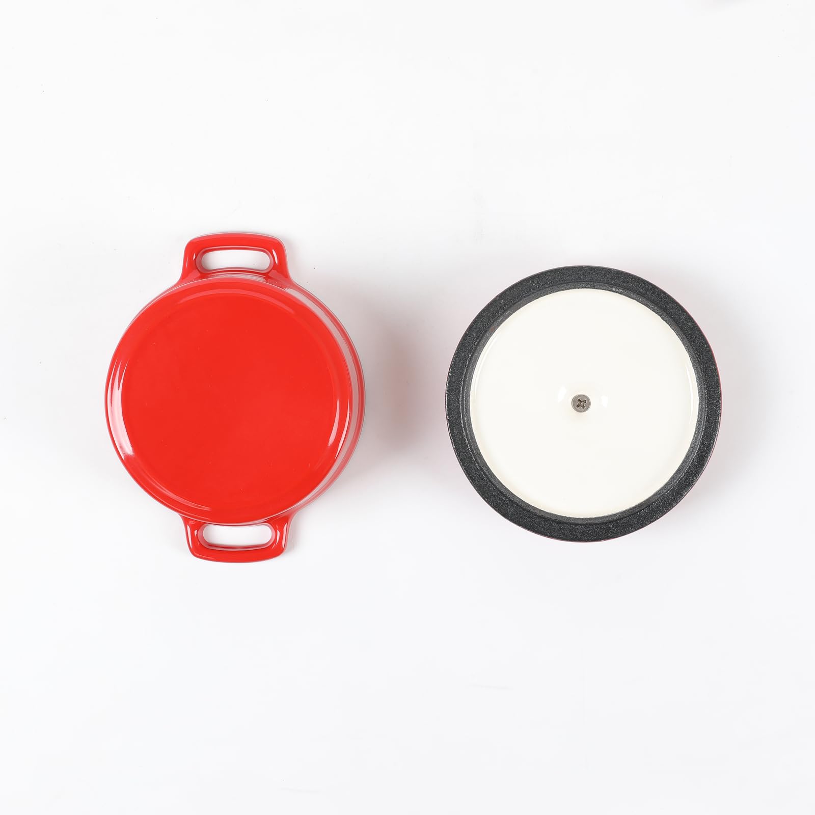 Hawok Enameled Cast Iron Mini Cocotte Sauce Pan With Lid 270Ml/9.13Oz/1.08Cups Mini Dutch Oven Red Set Of 2