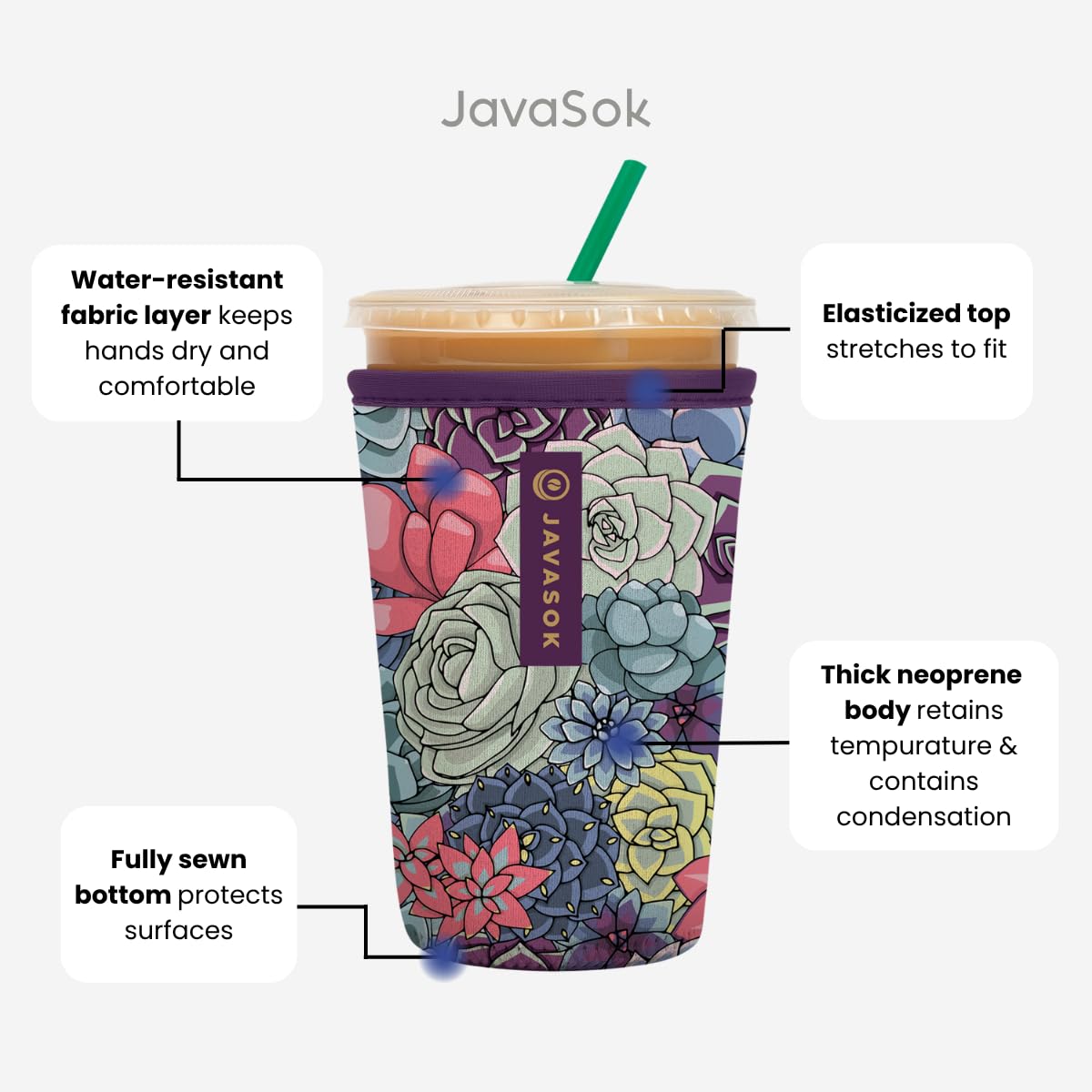 Sok It JavaSok Iced Coffee & Cold Soda Insulated Neoprene Cup Sleeve (Wand of a Kind, Small: 16-20oz)