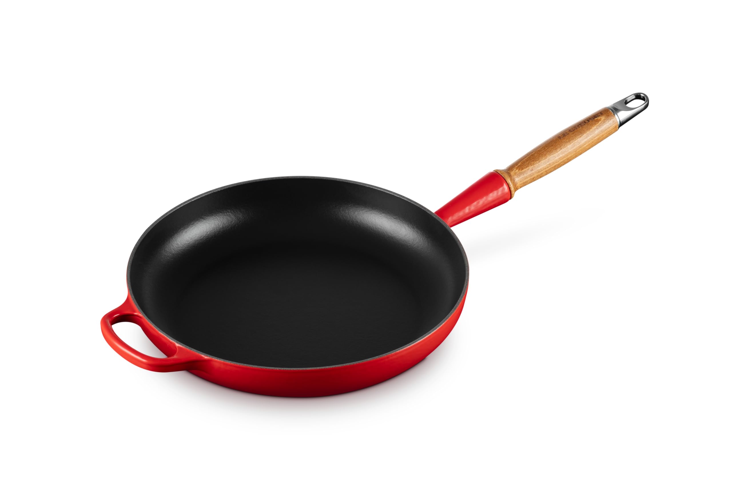 Le Creuset Enameled Cast Iron Alpine Wood Handle Fry Pan, 10.25, Cerise