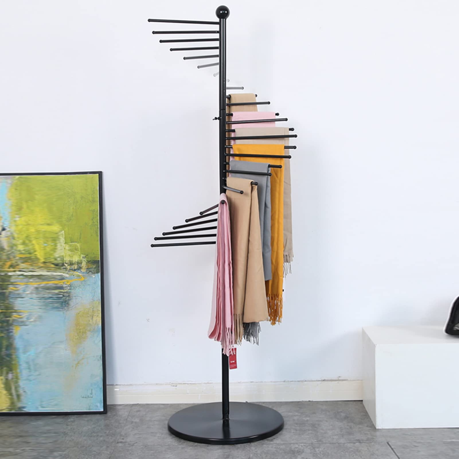 Ximsphy Freestanding Scarf Display Rack, Metal Scarf Racks, Spiral Scarf Holder, Hijab Stand For Clothing Store Commercial Home,