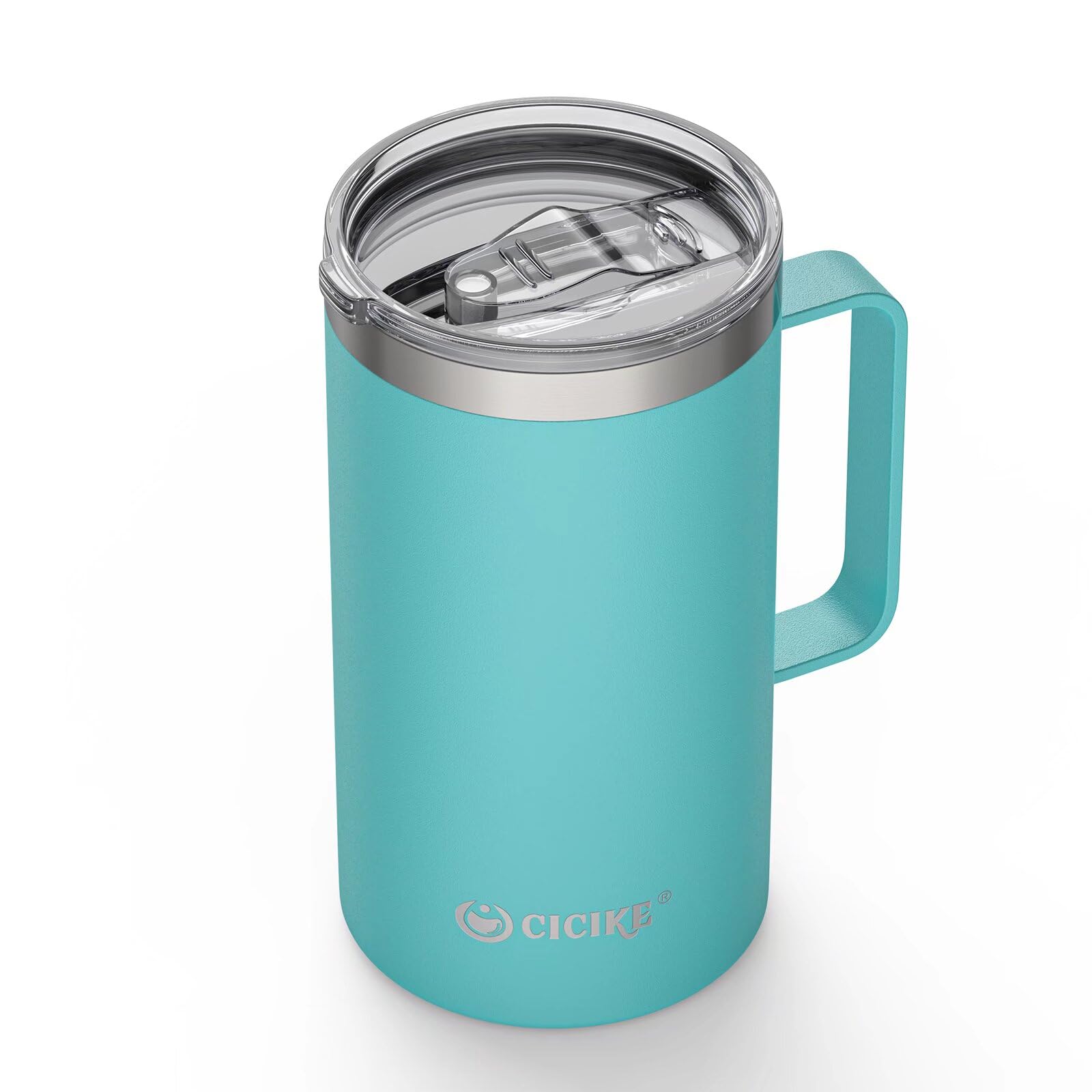 Cicike 24 Ounces Travel Mug With Handle And Lid, Insulated Coffee Mug, Stainless Steel Coffee Mug, Camping Gift For Men And Wome