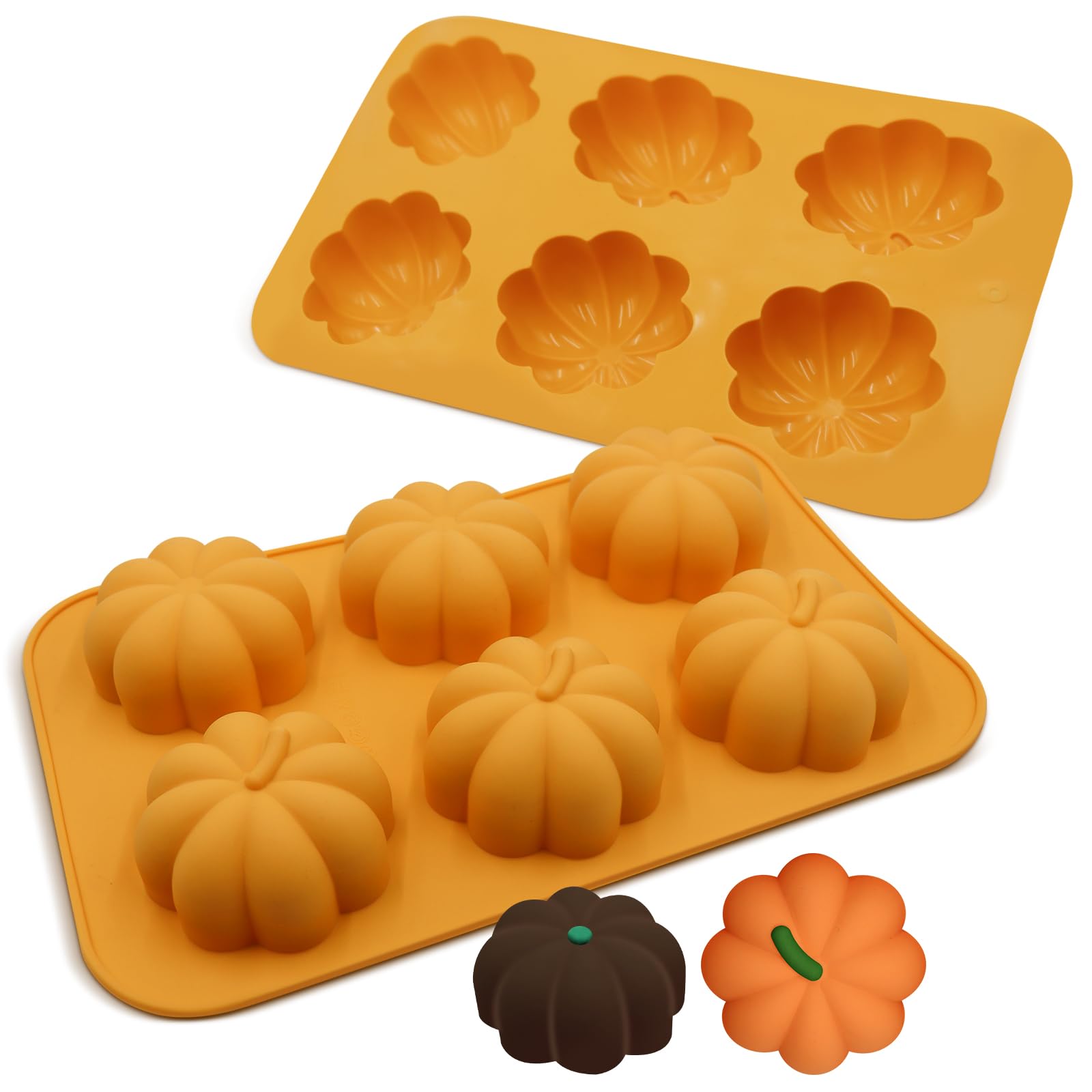 Firleayo 2 Pack Pumpkin Silicone Molds Thanksgiving Molds Autumn Theme Soap Mold Pumpkin Chocolate Mold Thanksgiving Halloween C