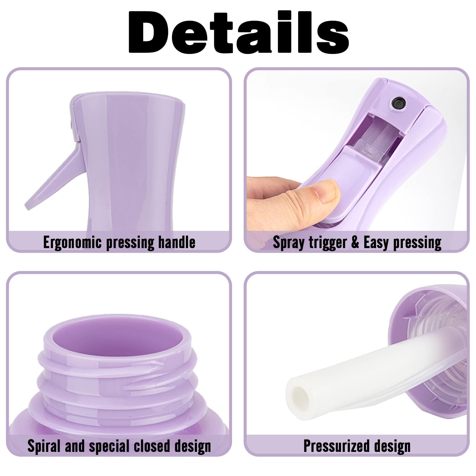 Zuhose Continuous Spray Bottle, 6.8Oz /200Ml Hair Mister Spray Bottle, Mist Spray Bottle For Hair, Fine Mist Water Spray Bottle