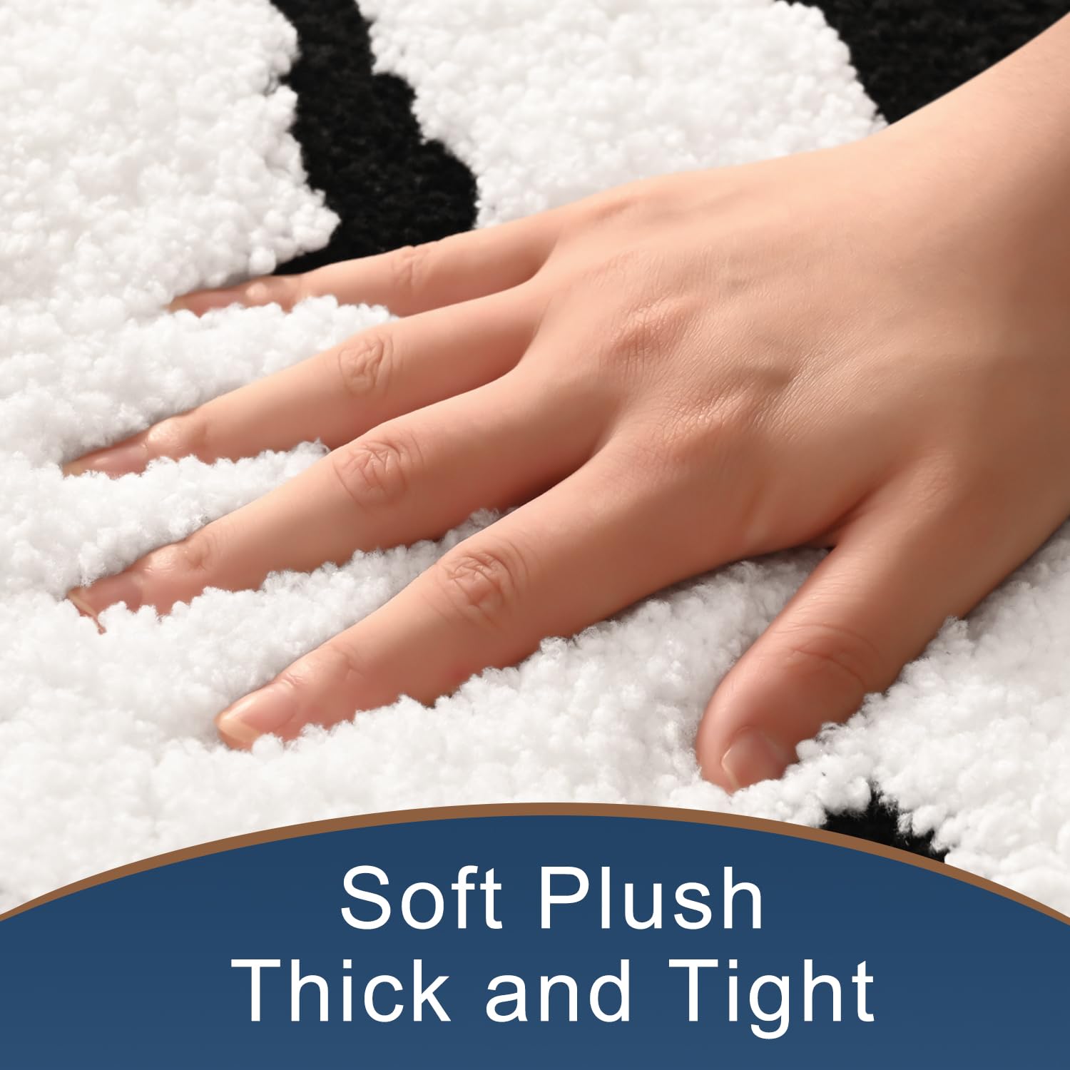 Anybar Bathroom Rug Black and White Bath Mats for Bathroom Non Slip Floor Mat  Thick Soft Shaggy Bath Rugs Cute Bathroom Deocr  Super Absorbent Bathmat Machine Washable Carpet for Shower 16 x 24