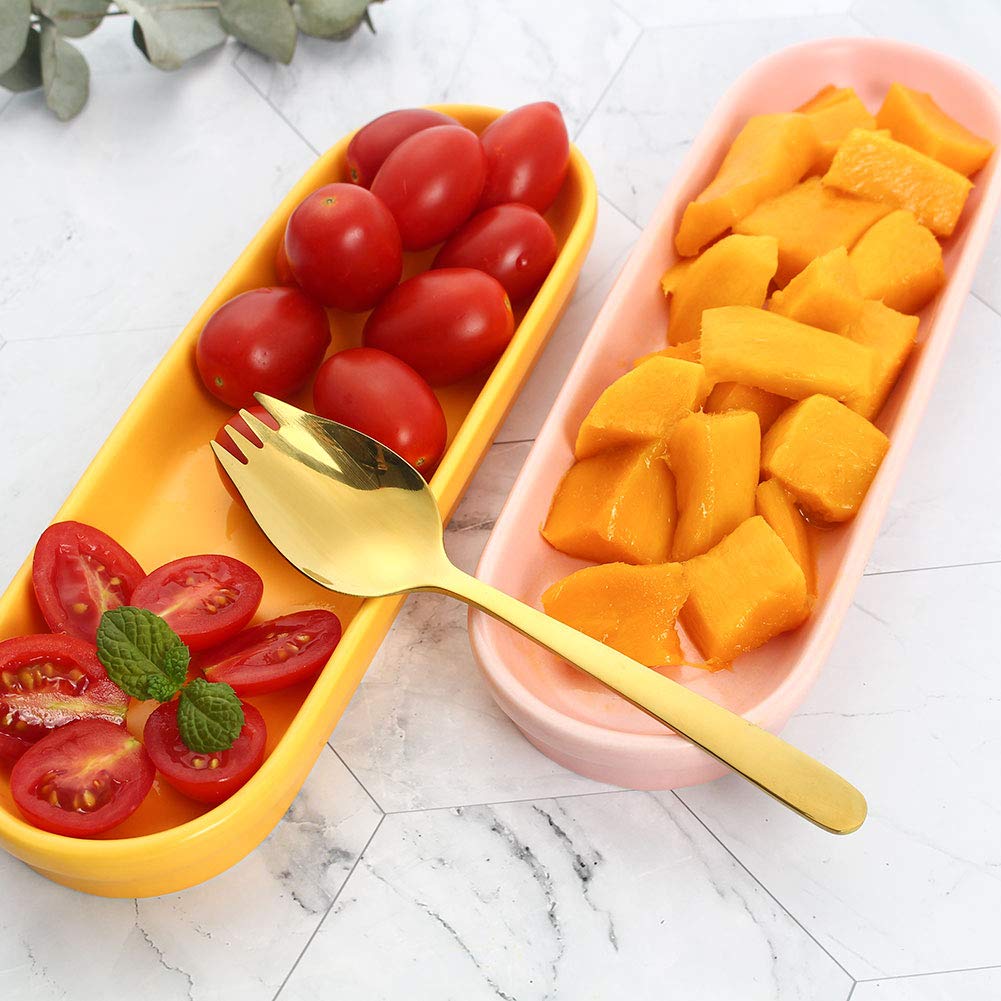 Jucoxo Sporks 4 Pack Stainless Steel Sporks 5.9 Inch Spork Spoon For Ice Cream Spoon Salad Forks, Fruit Appetizer Dessert Spoons