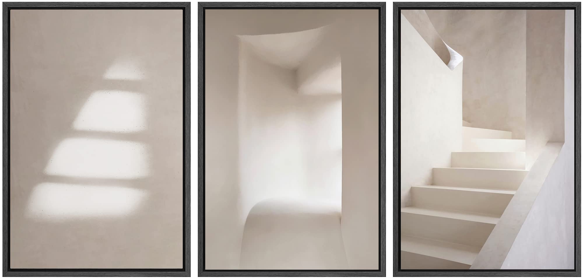 Signwin Framed Canvas Print Wall Art Set Geometric Architecture Duotone Variety Abstract Shapes Illustrations Modern Art Decorat