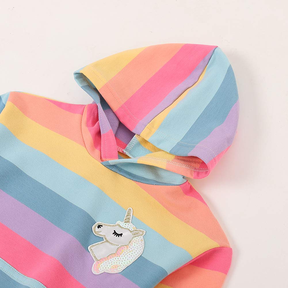 Welaken Rainbow Sweatshirts With Unicorn For Girls Toddler  Kids Ii Little Girls Pullover Tops Cotton Hoodies 8 Years