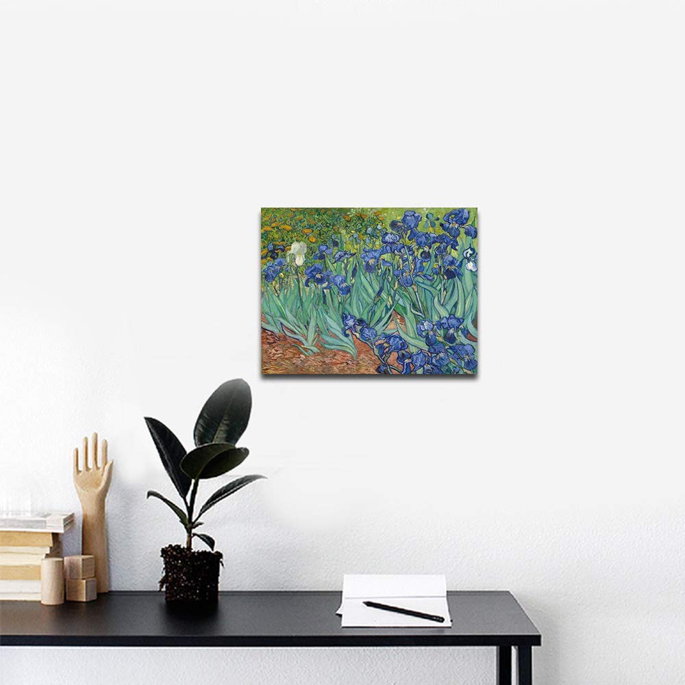 Wieco Art Irises Modern Stretched And Framed Floral Giclee Canvas Print By Van Gogh Famous Flowers Oil Paintings Reproduction Ar