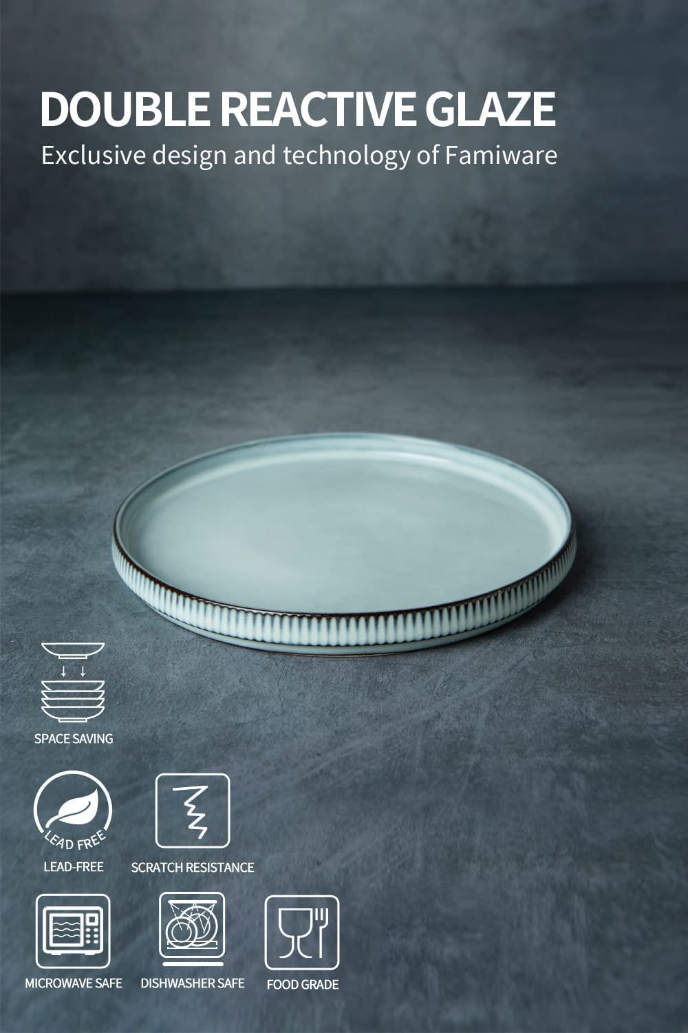 Famiware Star Dinner Plates For 6, 10 Inches Plate Set, Scratch Resistant, Stoneware Dinnerware, Kitchen Modern Rustic Serving D