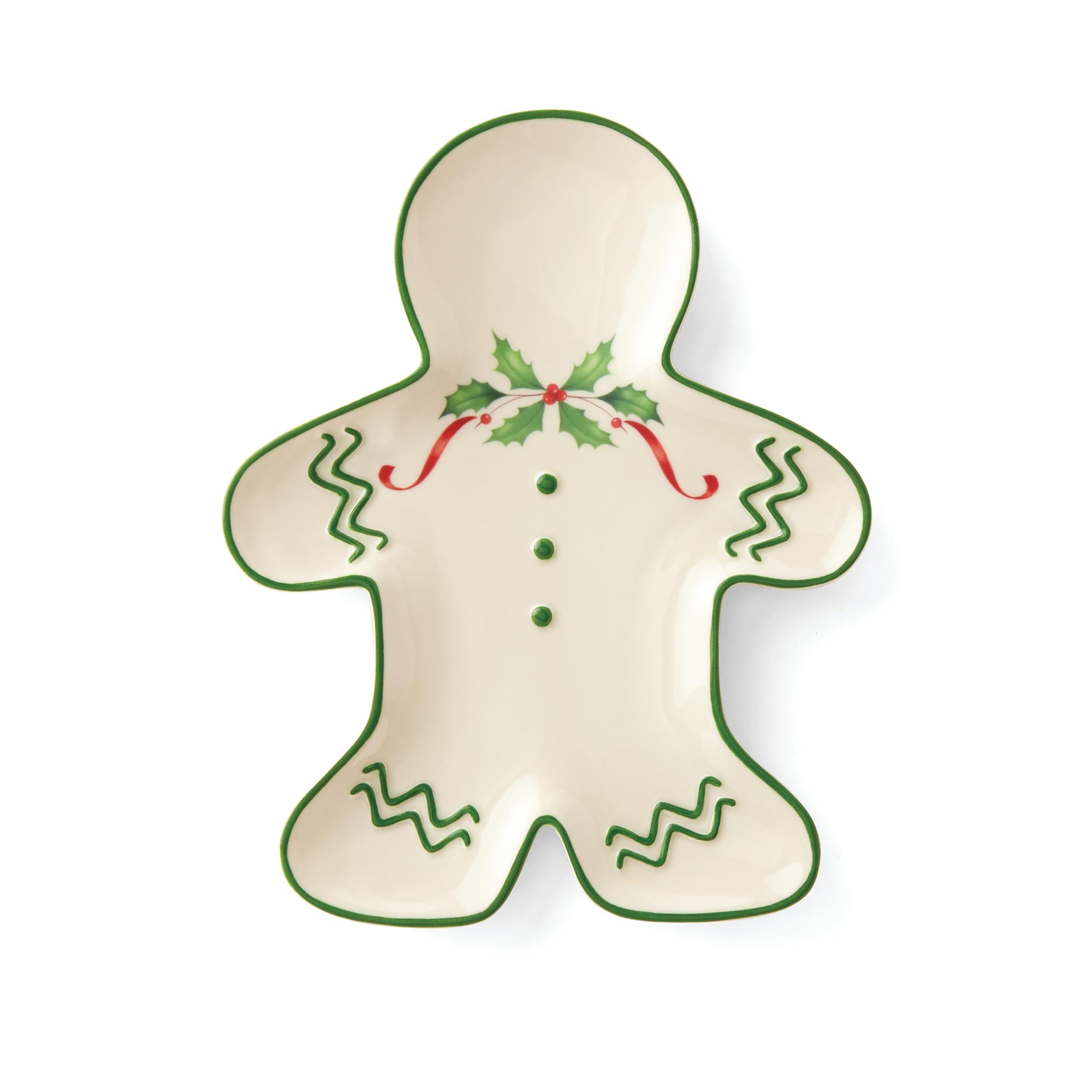 Lenox Holiday Gingerbread Man Accent Plate, 0.70 Lb, Red & Green