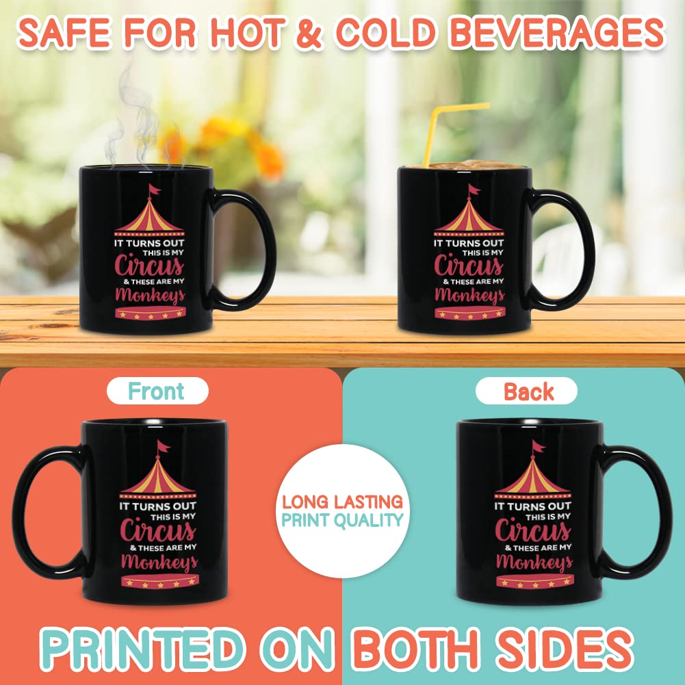 Bubble Hugs Monkey Coffee Mug 11Oz Black - Turns Out This Is My Circus And These Are My Monkeys - Animal Lover Chimpanzee Gorill