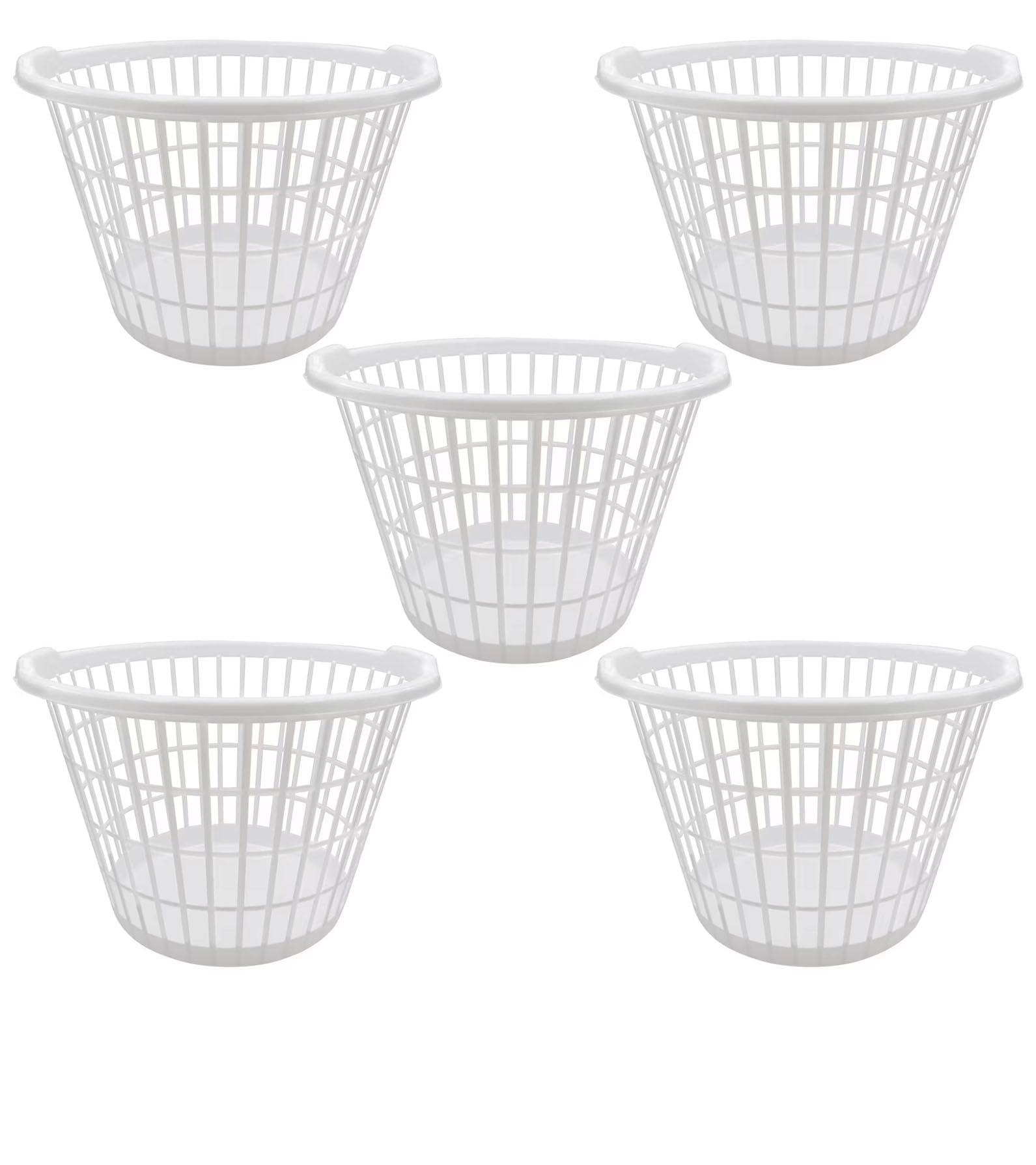 Evou Set Of 5 Laundry Baskets Hampers (Several Colors) Lightweight Plastic, For Clothes, Towels, Storage Of Kids & Baby Toys, Ga