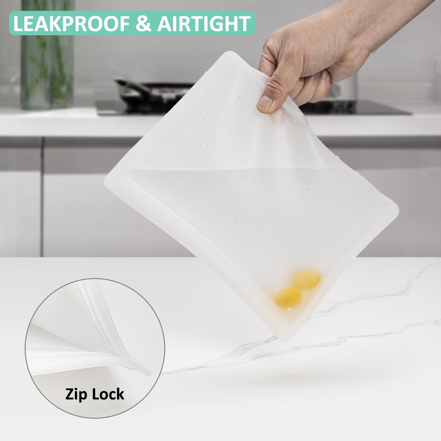 Annaklin Reusable Sandwich Bags & Snack Bags Set, 8 Pack, 100% Silicone Reusable Storage Bag, Soft Shell Ziplock Silicone Food S