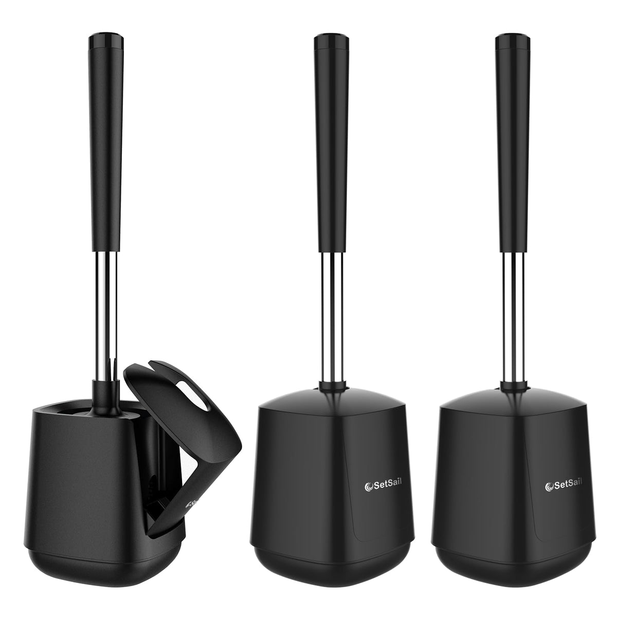 Setsail Toilet Bowl Brush And Holder 3 Pack Automatic Toilet Brushes For Bathroom With Holder Ventilated Toilet Cleaner Brush